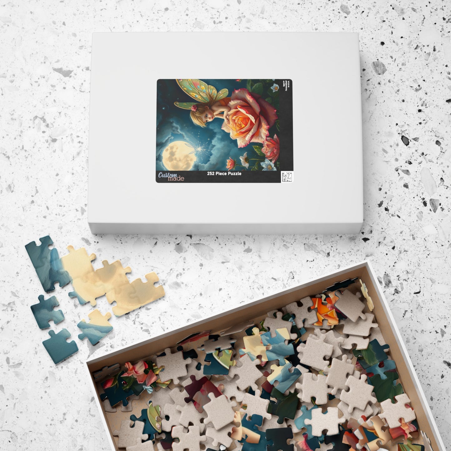 Fairy and Rose Jigsaw Puzzle, Fairy Perched on Dew-Covered Rose in Moonlit Meadow, Brain Teaser, Fun Family Activity, Fantasy Lover Gift Puzzle The Puzzle Chest