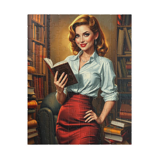 Vintage Librarian Puzzle | 110-1014-Piece Woman Reading Jigsaw | Gift for Book Lover, Home Decor, Family Game Night, Solo Fun and Relaxation 110 pcs (Vertical) Puzzle The Puzzle Chest