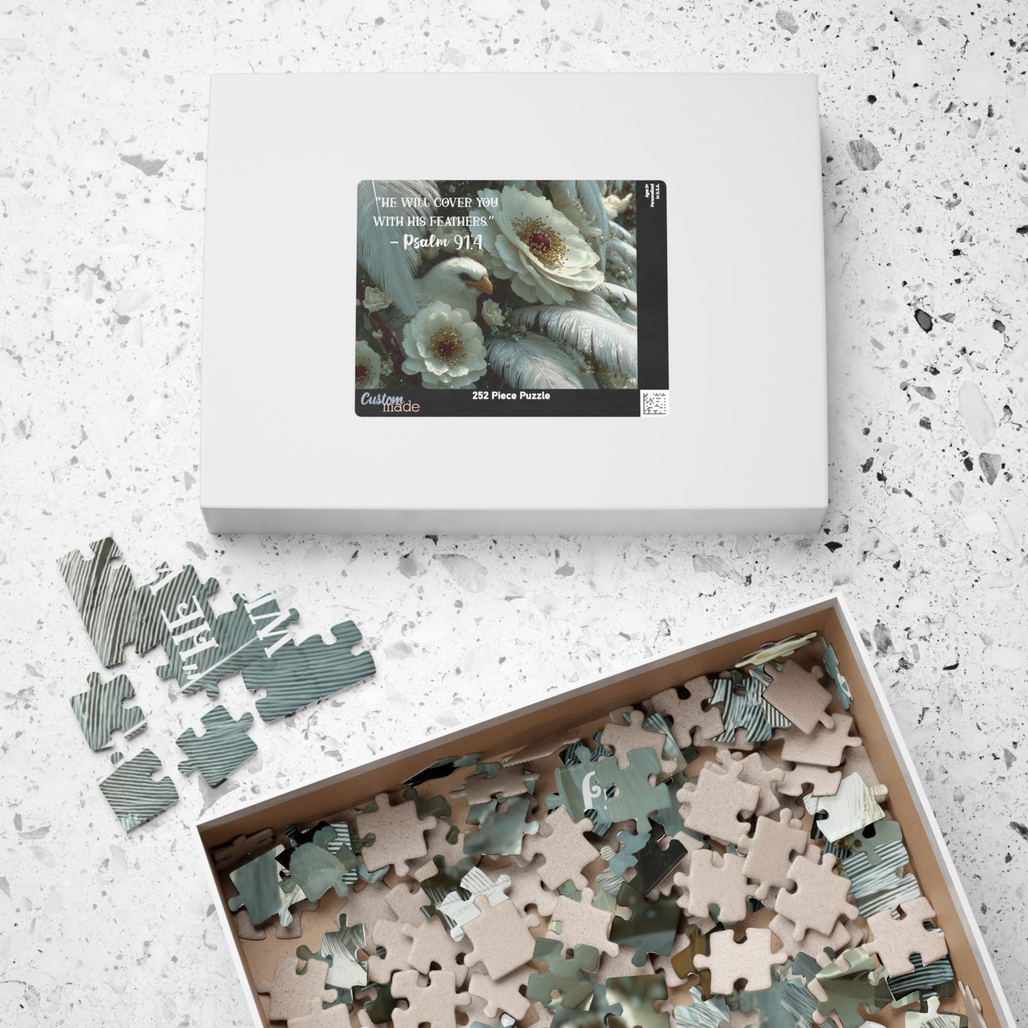 Under His Wings - Divine Shelter Jigsaw Puzzle, Religious Christian Faith-Based Game, Biblical Quote Psalm 91:4, Inspirational Gift Puzzle The Puzzle Chest