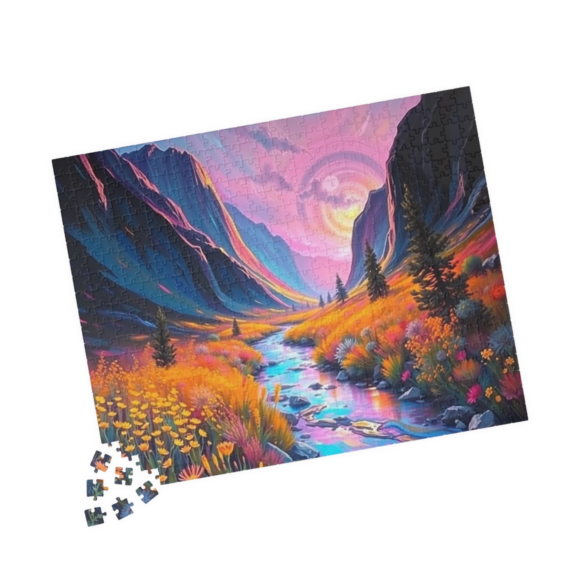 Mountain View Landscape Puzzle, 110-1014 Jigsaw Game for Adults, Colorful Art Puzzle for Relaxation, Nature Lover Gift, Family Fun Activity Puzzle The Puzzle Chest