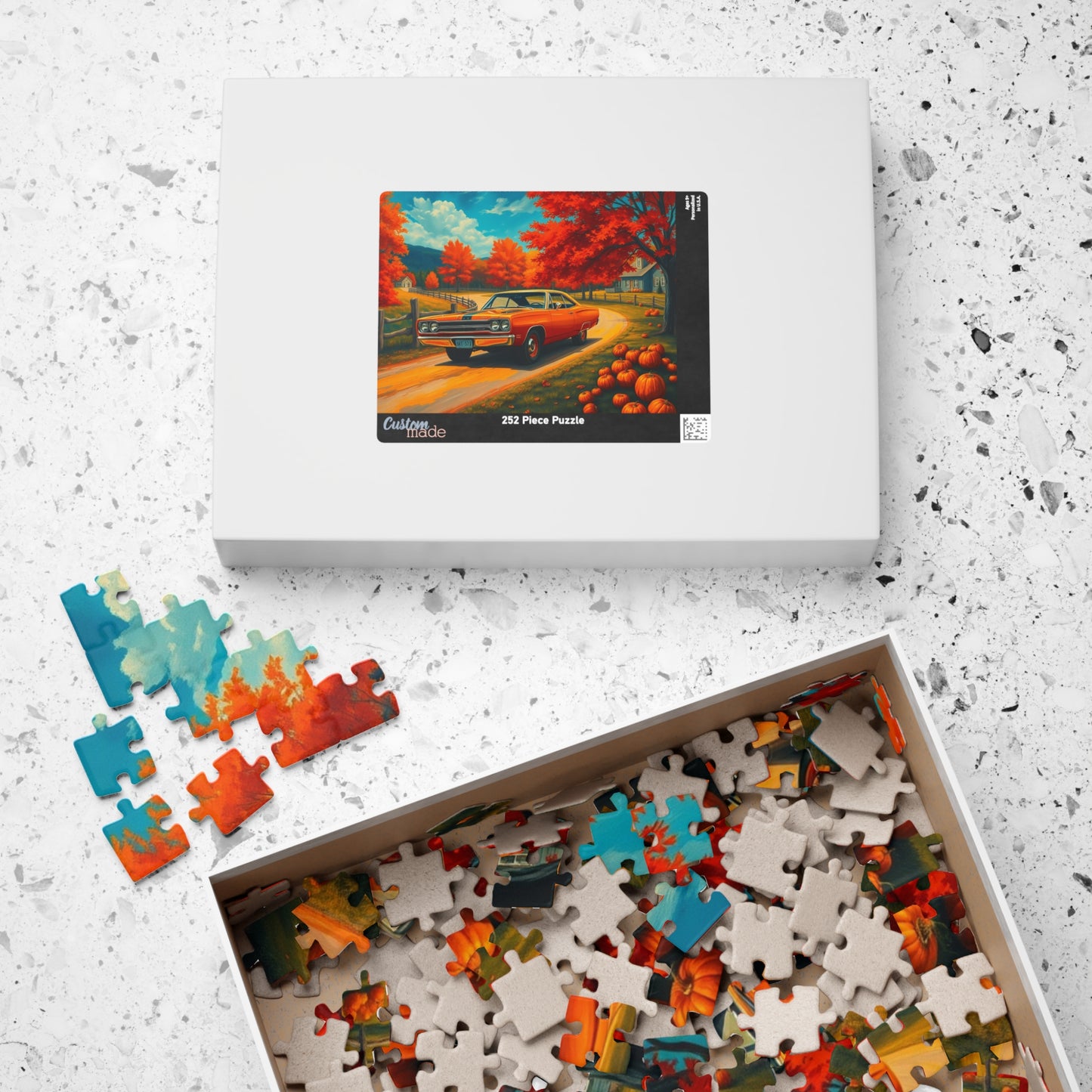 Autumn Vintage Car Puzzle, Orange 1969 Plymouth Road Runner, Retro Auto Jigsaw Game, Relaxing Fall Vibes, Gift for Car Lovers, Solo Fun Puzzle The Puzzle Chest