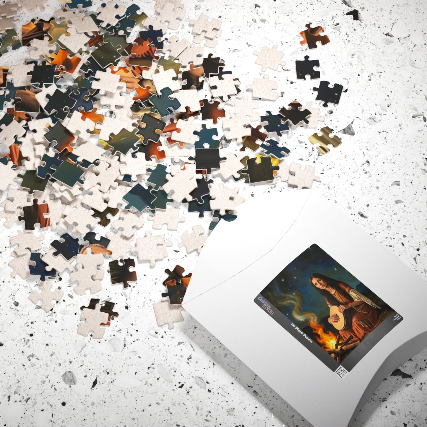 Native American Puzzle (110-1014 Piece), Indigenous Woman Campfire Night Sky Jigsaw Game, Traditional Creative Hobby, Unique Gift Puzzle The Puzzle Chest