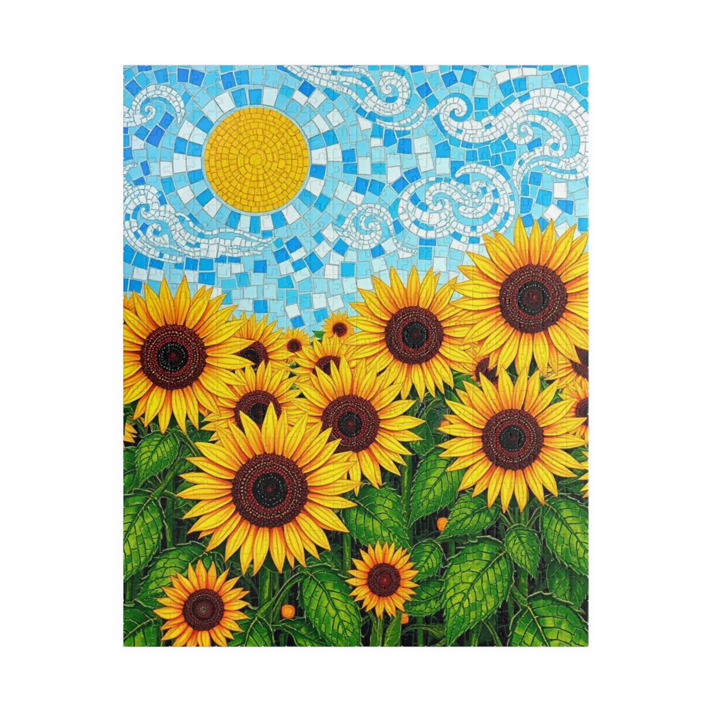 Mosaic Sunflower Puzzle - 110, 252, 520, 1014-piece Serene Floral Jigsaw Game for Adults, Home Decor, Nature Lover Gift, Relaxing Activity 520 pcs (Vertical) Puzzle The Puzzle Chest