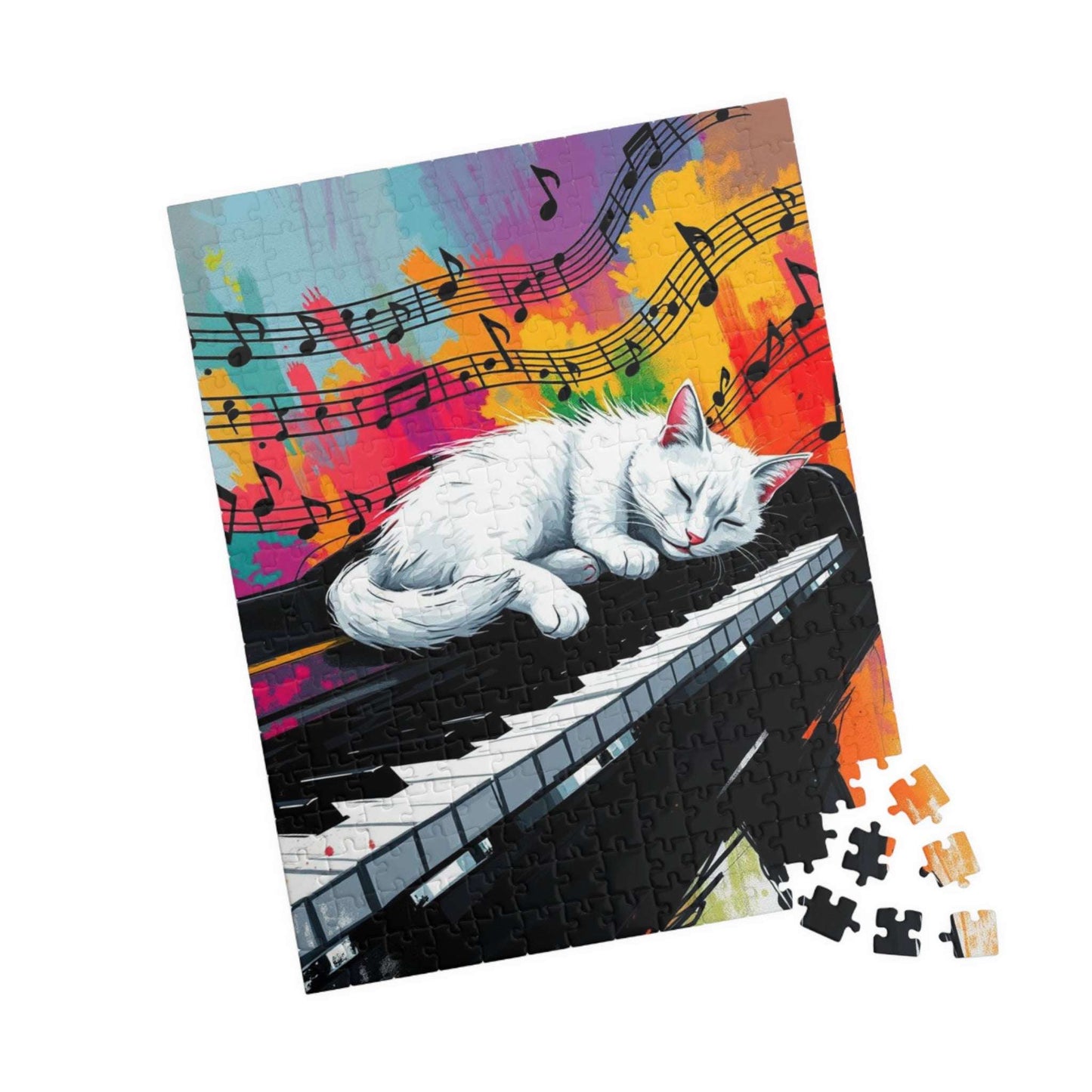 Musical Cat Jigsaw Puzzle - Cat Sleeping on Piano, Animal Lover Puzzle for Adults Puzzle The Puzzle Chest