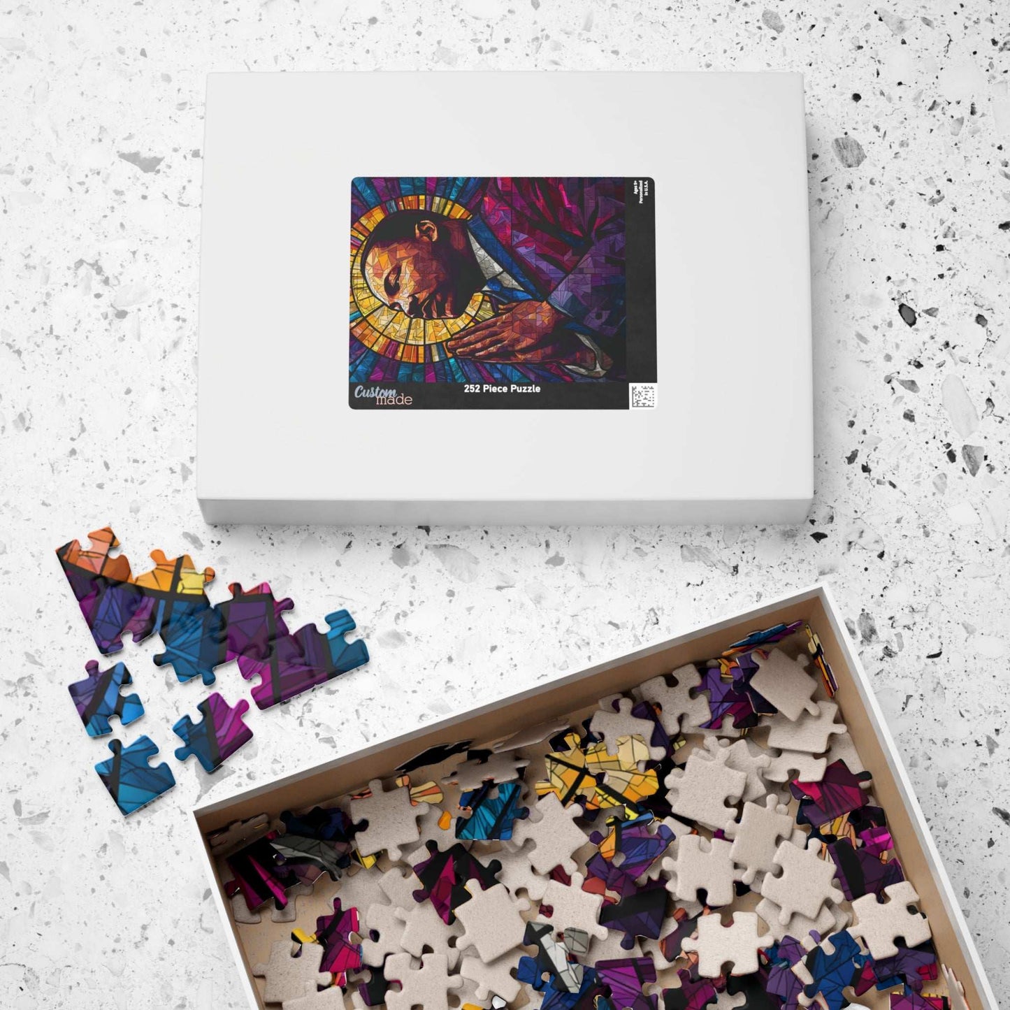 Afrocentric Jigsaw Puzzle – Stained Glass Dr. Martin Luther King Jr. Artwork, Black History Month Educational Puzzle, Inspirational MLK Puzzle Gift Puzzle The Puzzle Chest