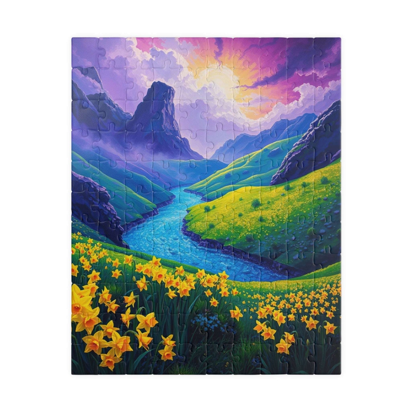 Serene Nature Daffodil Puzzle - Tranquil Flower Landscape Jigsaw Game, Perfect for Relaxation, Family Nights, Gift for Floral Art Lover 110 pcs (Vertical) Puzzle The Puzzle Chest
