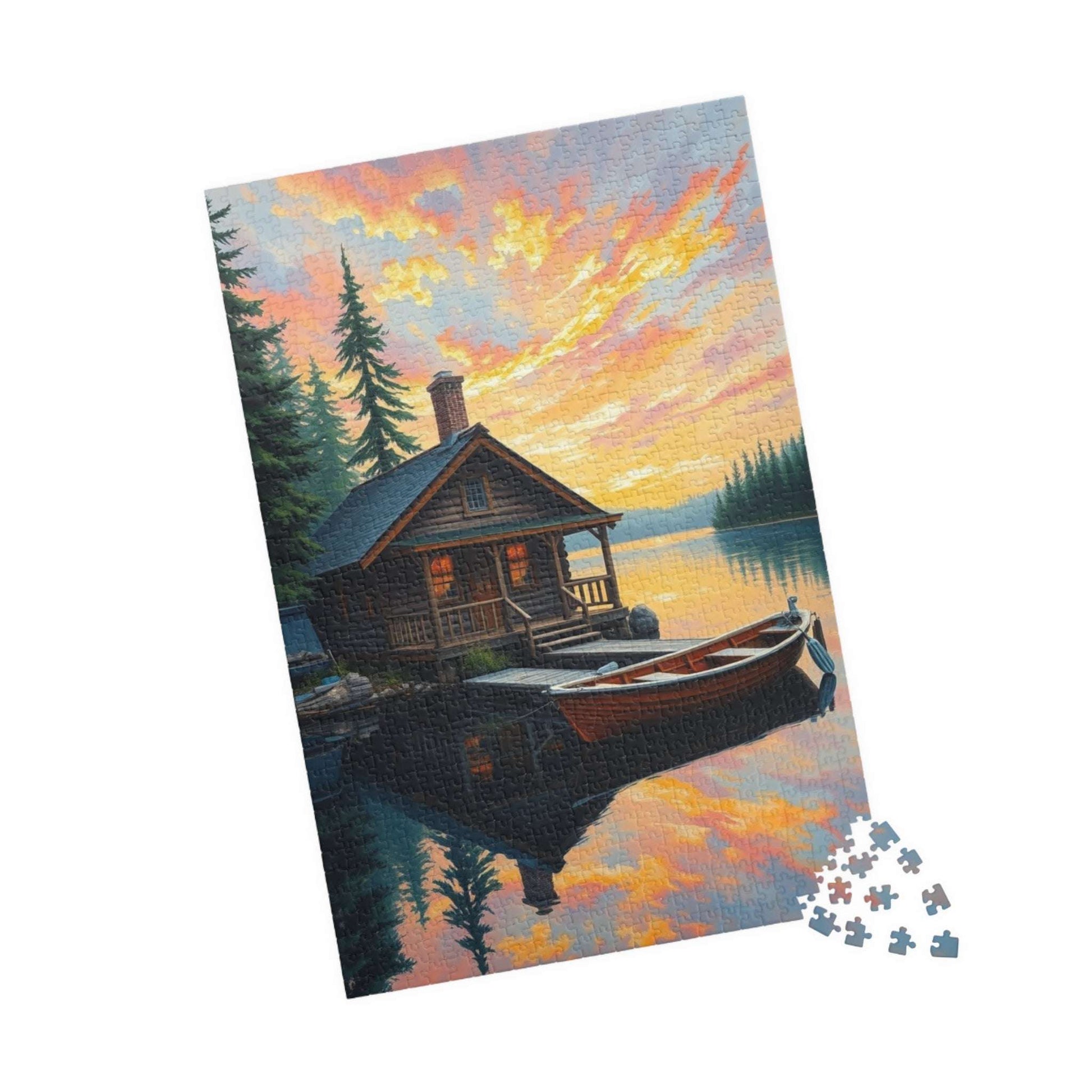 Serene Lakeside Cabin Puzzle | Perfect for Nature Lovers, Family Game Night, Cozy Evenings, Gifts and Home Decor Puzzle The Puzzle Chest