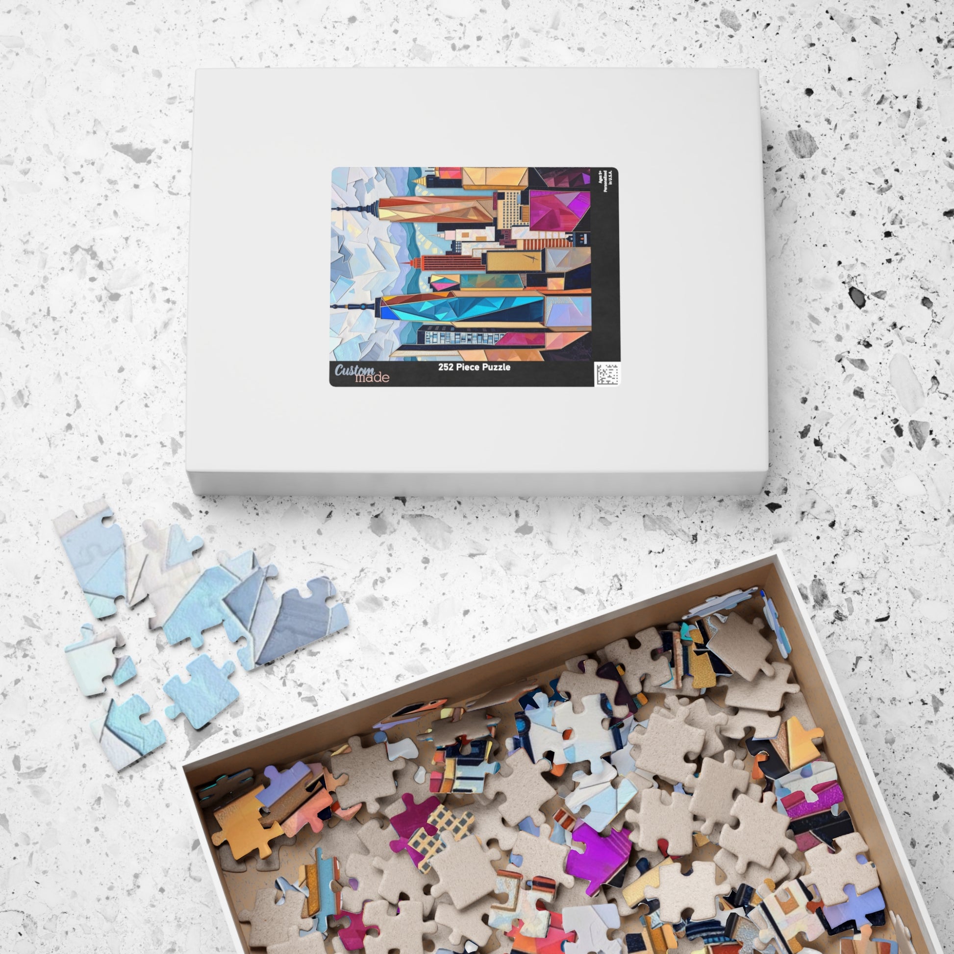 Abstract Cityscape Jigsaw Puzzle - Geometric Shapes Iridescent Colors Puzzle The Puzzle Chest