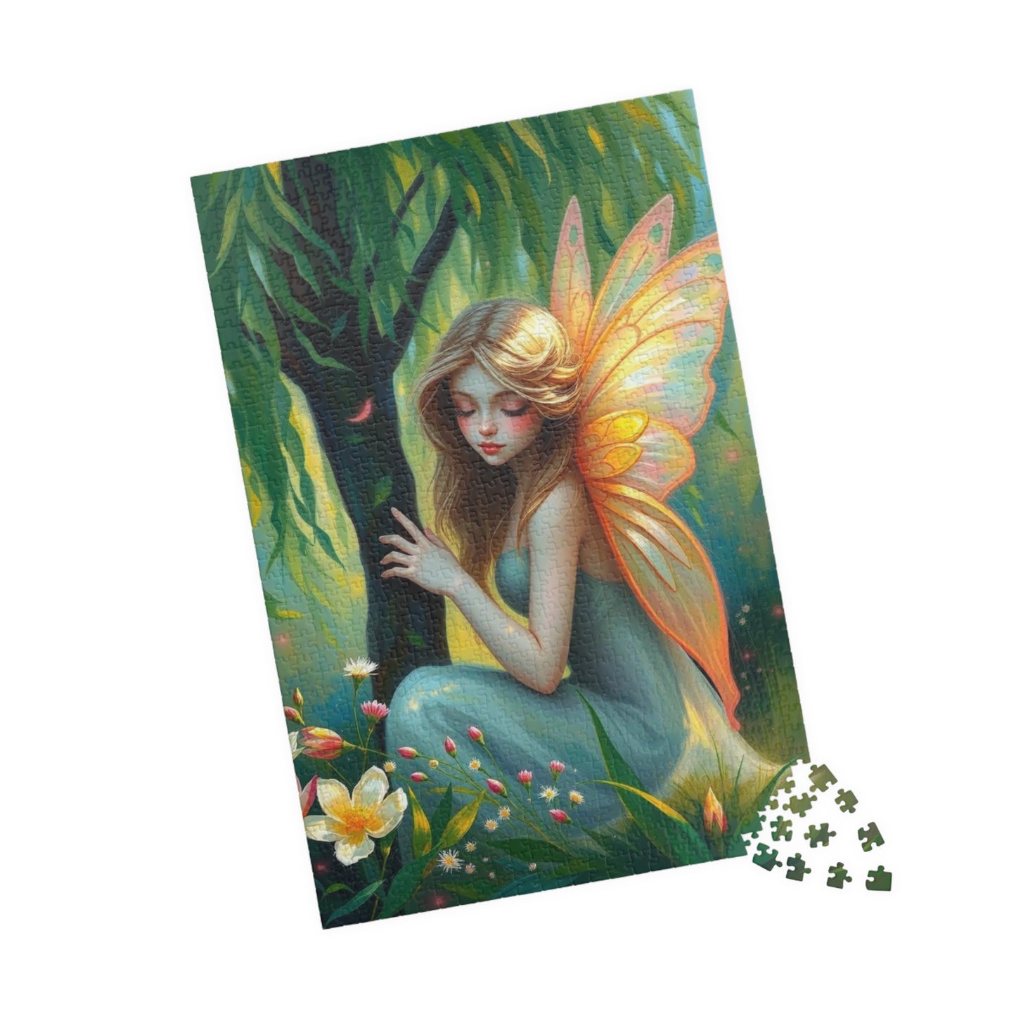 Fairy Under the Willow Jigsaw Puzzle - Enchanting Spring Garden Scene, Perfect for Adult Puzzle Lover, Gift for Friends, Family or Solo Fun