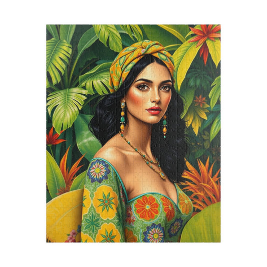 Tropical Vibes Puzzle - Woman Portrait, 110-1014 Piece Jigsaw Game for Relaxation, Thoughtful Gift for Adults, Home Entertainment 520 pcs (Vertical) Puzzle The Puzzle Chest