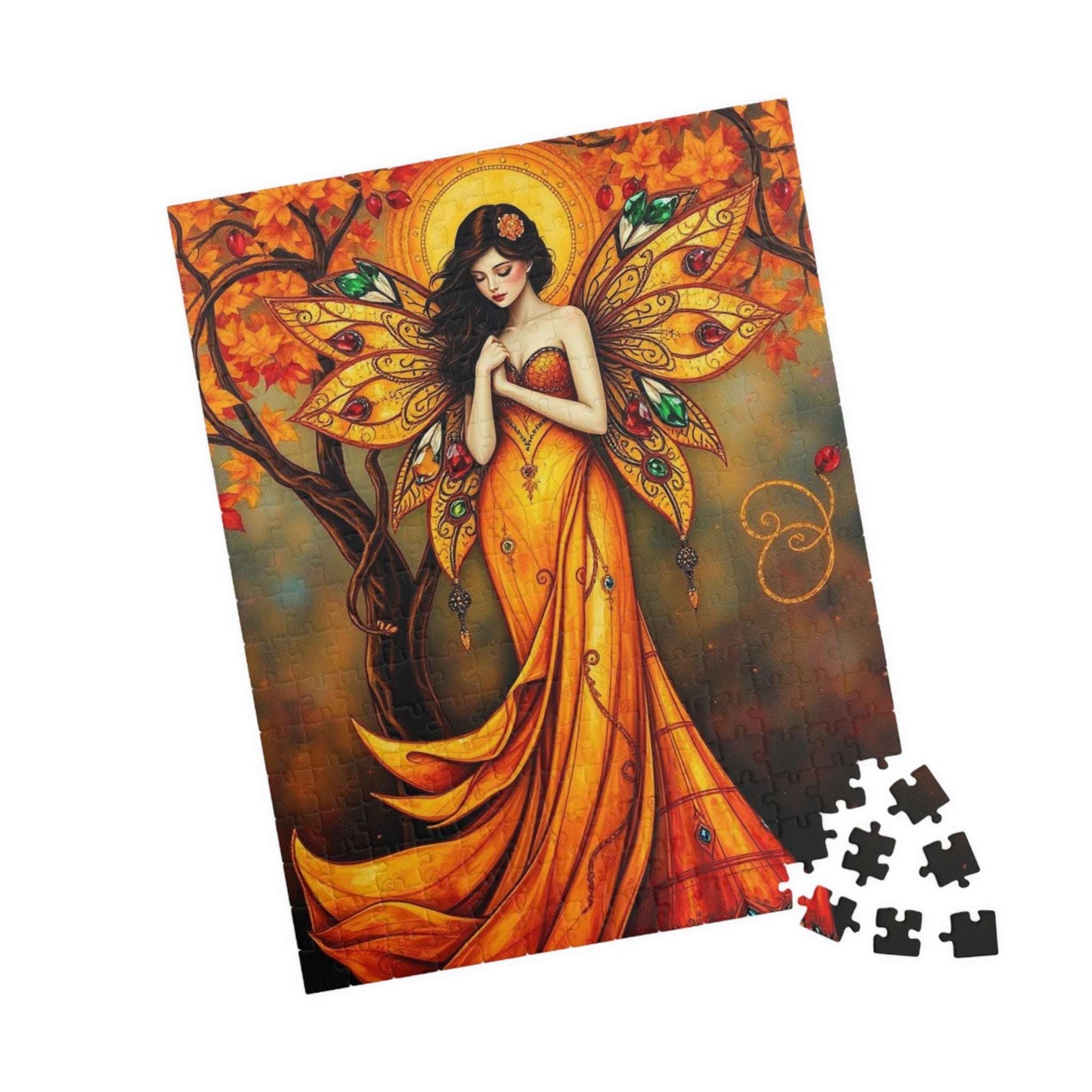 Bejeweled Autumn Fairy Jigsaw Puzzle, Mythical Fantasy Art, 110-1014 Pieces, Enchanting Unique Gift for Puzzle Lover, Family Fun Activity Puzzle The Puzzle Chest