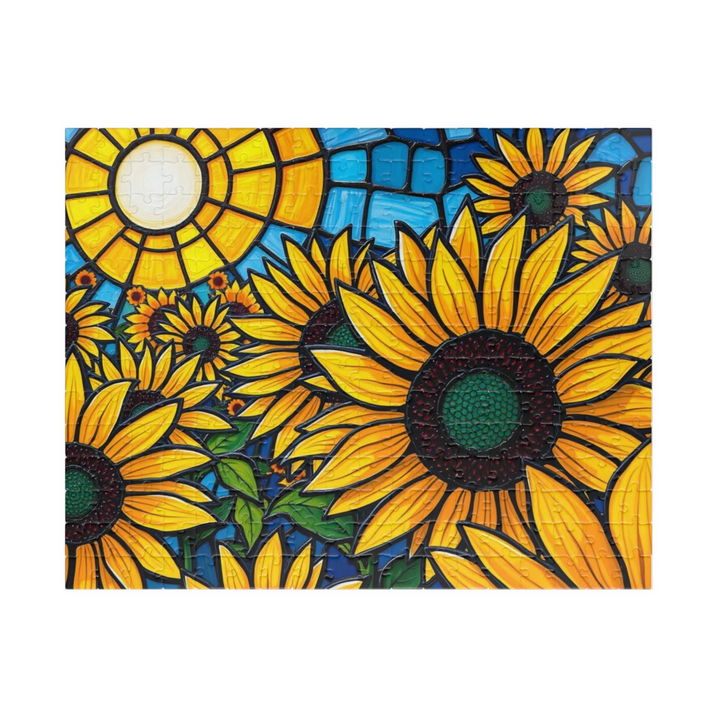 Bright Floral Horizon Sunflower Field Puzzle, Nature Art Landscape Jigsaw Game for Family Game Night, Adult Puzzle Lover Gift, Brain Teaser
