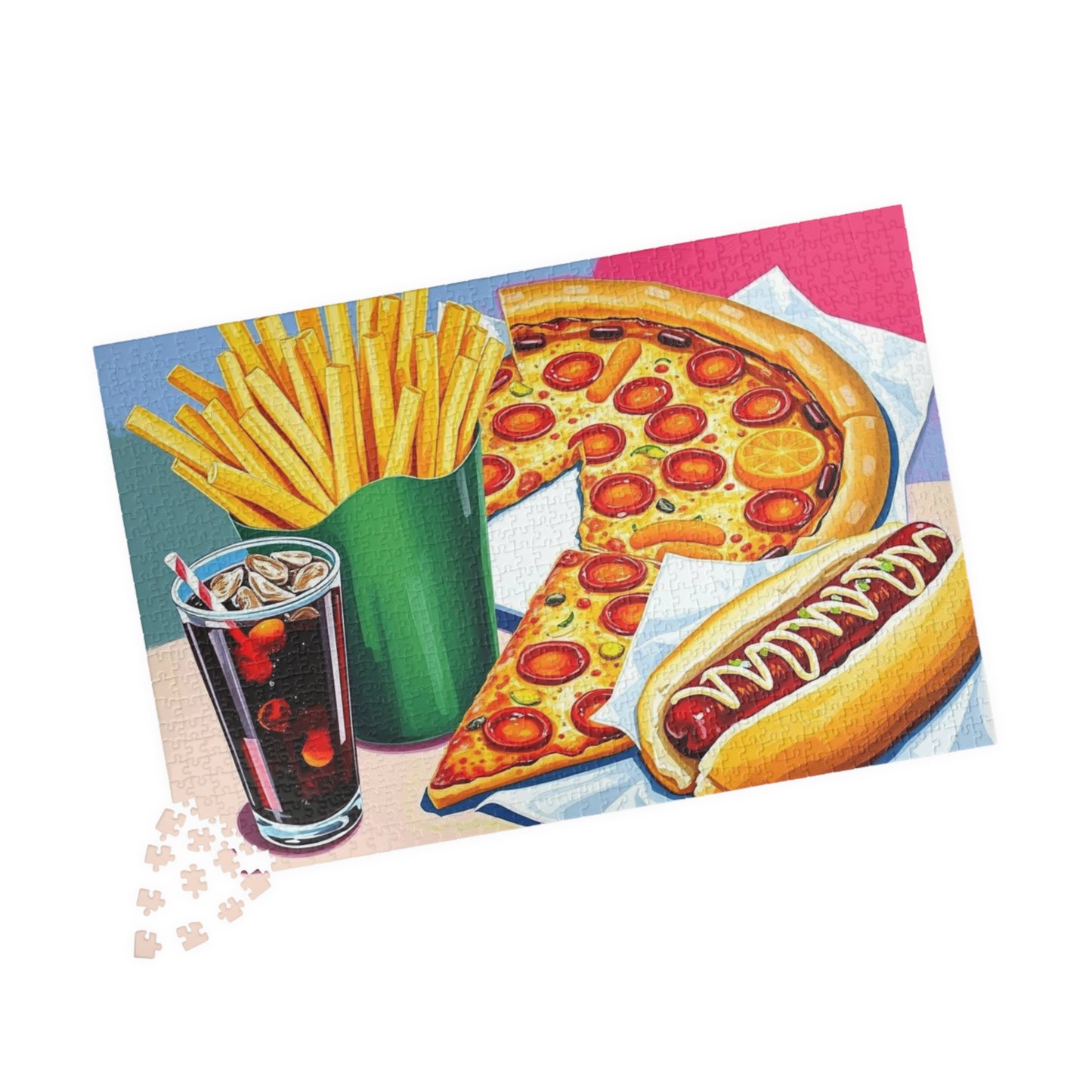 Fast Food Fun Puzzle - Pop Art Jigsaw Game Adult Gift for Food Lovers, Family Game Night, Unique Home Entertainment Puzzle The Puzzle Chest