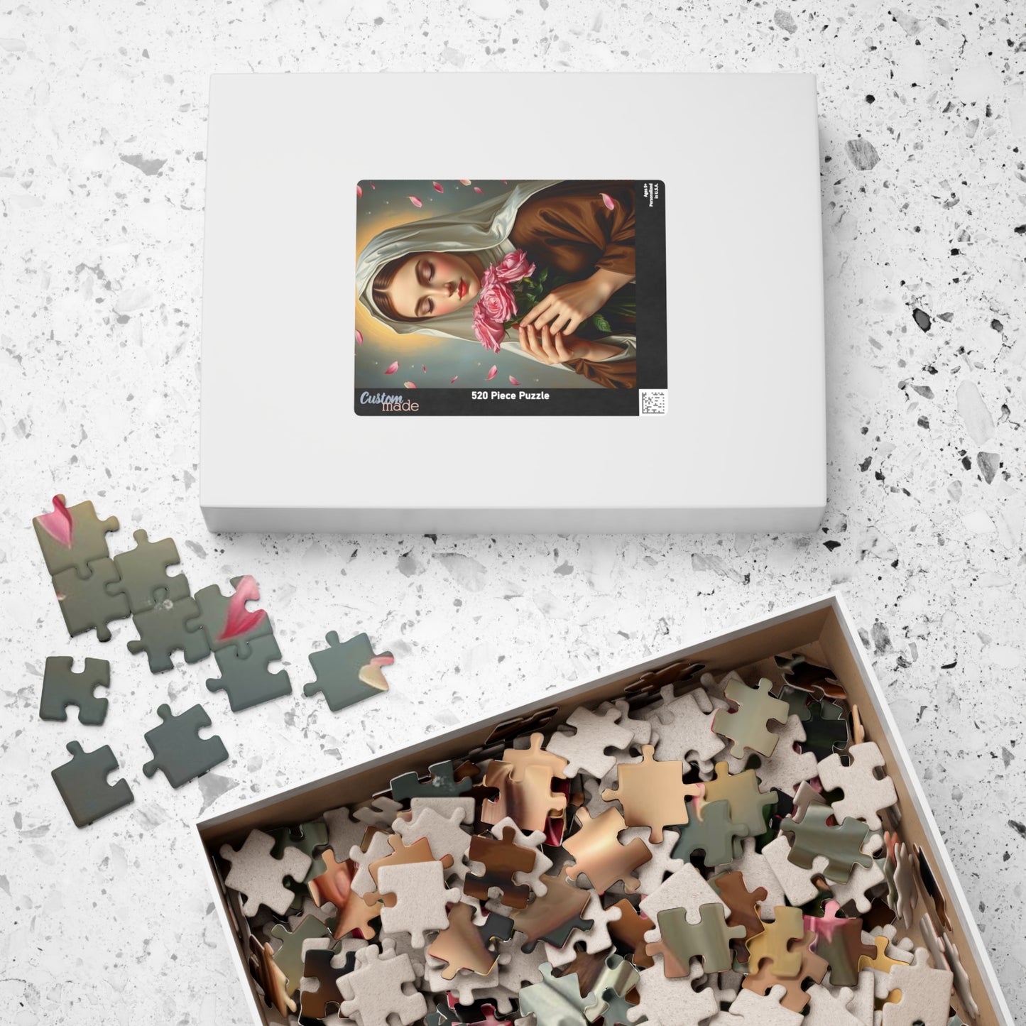 Puzzle, Saint Therese of Lisieux Holding Pink Roses, Adult Jigsaw Game, Religious Art, Meditation Activity, Christian Gift, Holiday Present Puzzle The Puzzle Chest