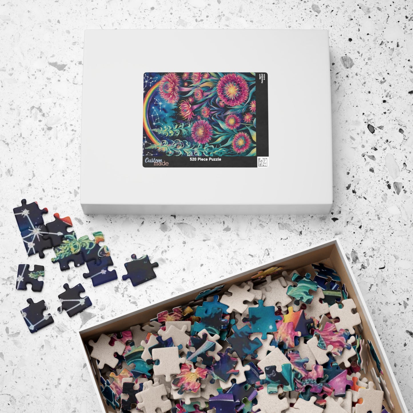 Flower Theme Trippy Puzzle, 110-1014 Piece Glow Garden Jigsaw Puzzle, Challenging Tabletop Game, Adult Entertainment Relaxation Meditation Puzzle The Puzzle Chest