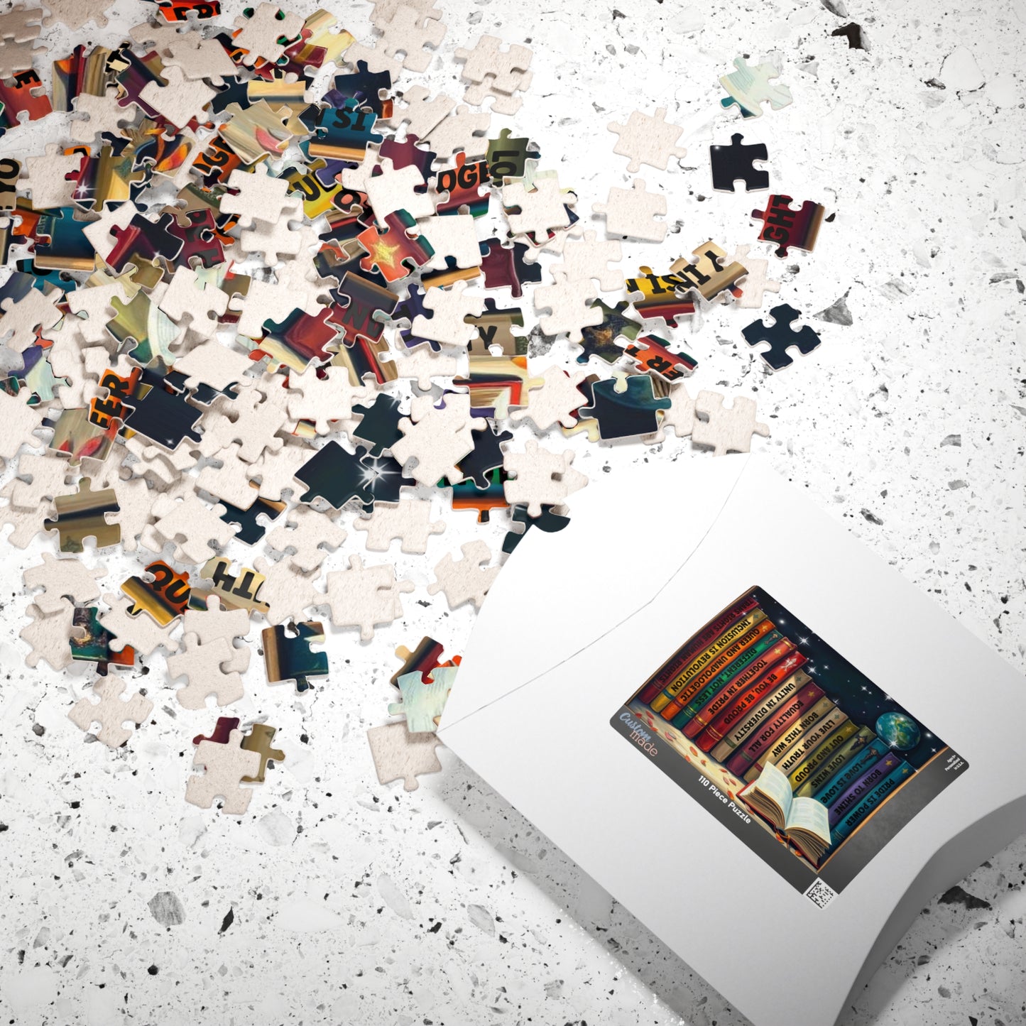 Stories of Pride Jigsaw Puzzle - A Cosmic Bookshelf of Love and Identity, Inclusive Diversity Puzzle, LGBTQ+ Puzzle with Inspirational Quotes, Alternative Lifestyle Gift Puzzle The Puzzle Chest