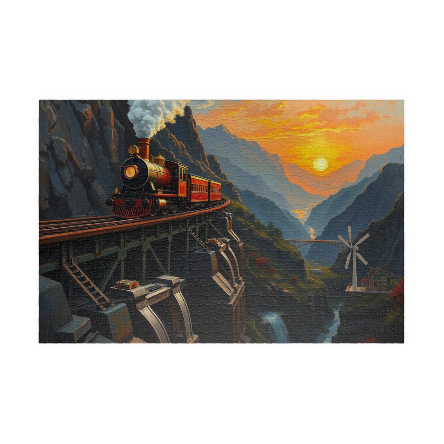 Scenic Steampunk Train Adventure Puzzle, Enchanting Landscape Jigsaw for Family Fun, Gifts for Train Lovers, Home Entertainment Brain Teaser 1014 pcs (Horizontal) Puzzle The Puzzle Chest