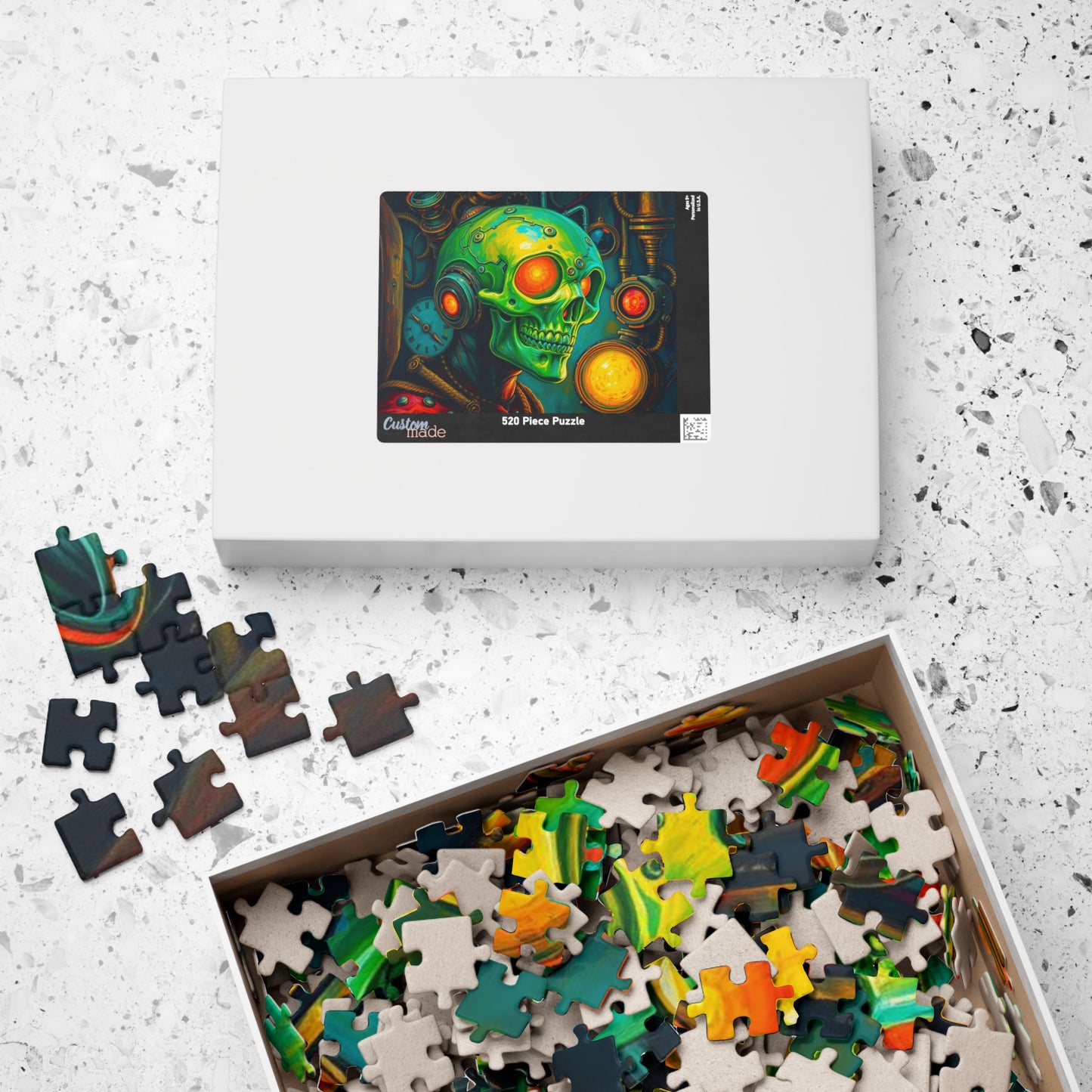 Neon Machina Jigsaw Puzzle, Steampunk Skull Puzzle, 110-1014 Piece Unique Gift for Family, Friends, Party Activity, Halloween Brain Teaser Puzzle The Puzzle Chest