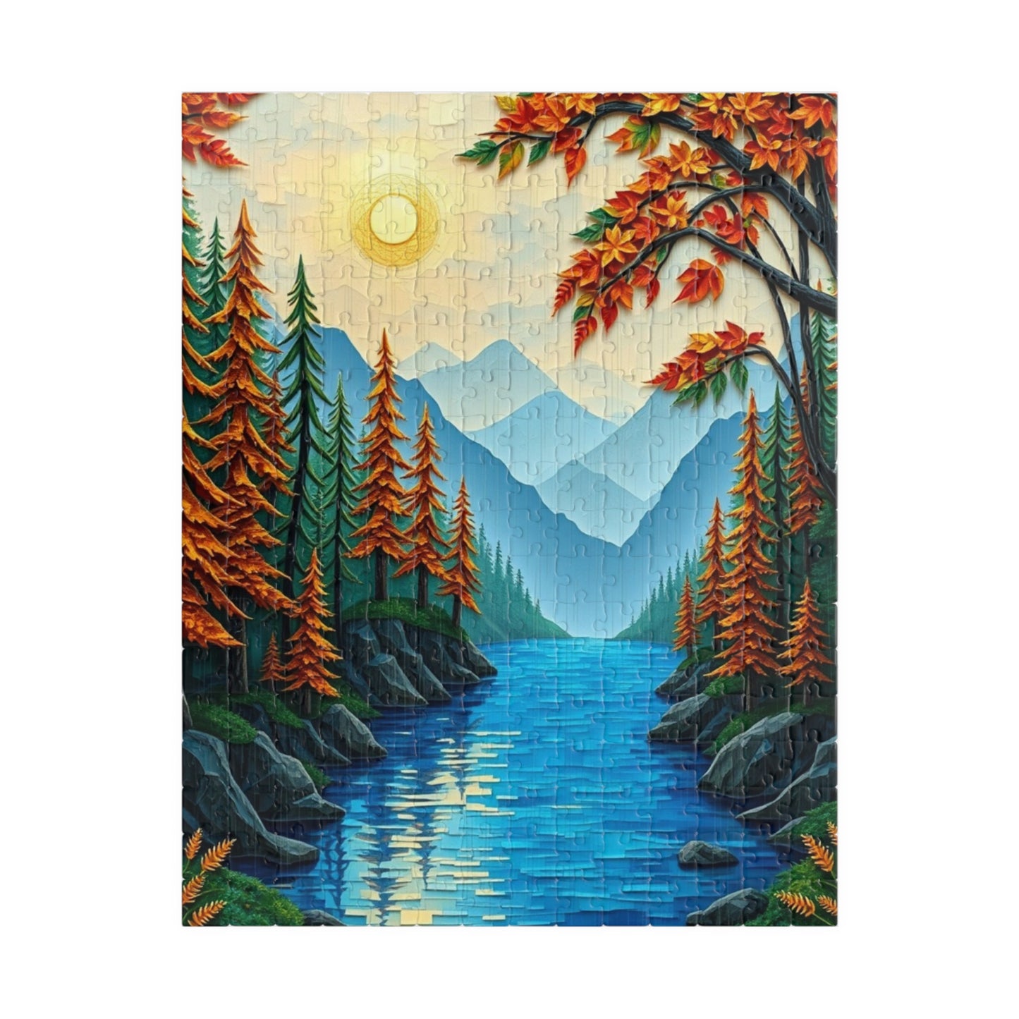 Mosaic Jigsaw Puzzle, Enchanted Forest Sunrise Landscape, 110-1014 Piece, Meditation Relaxation Game, Family Activity, Decorative Art, Gift 252 pcs (Vertical) Puzzle The Puzzle Chest