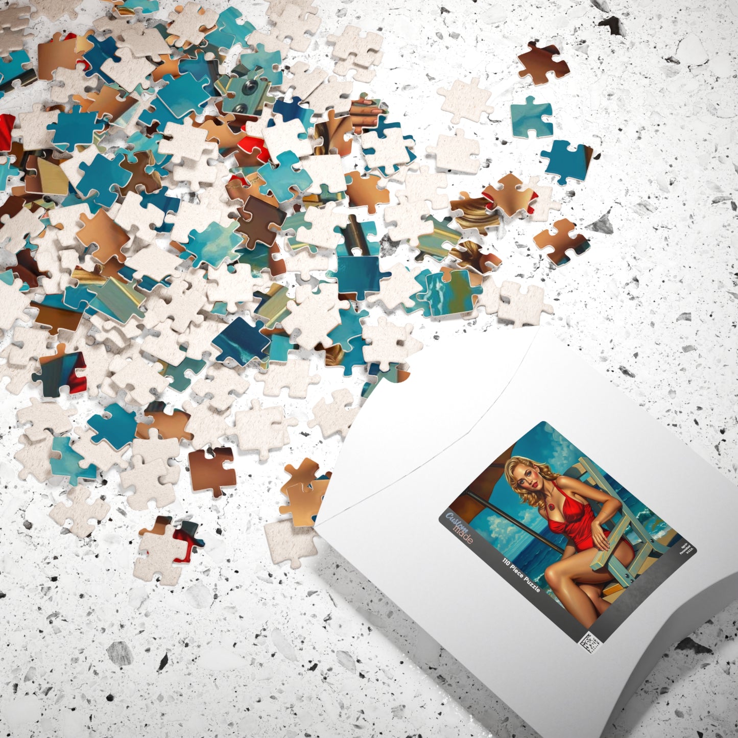 Retro Beach Lady Puzzle, Vintage Art Jigsaw Puzzle for Adults, Home Entertainment, Fun Family Activity, Gift for Art Lovers, Nostalgic Gift Puzzle The Puzzle Chest