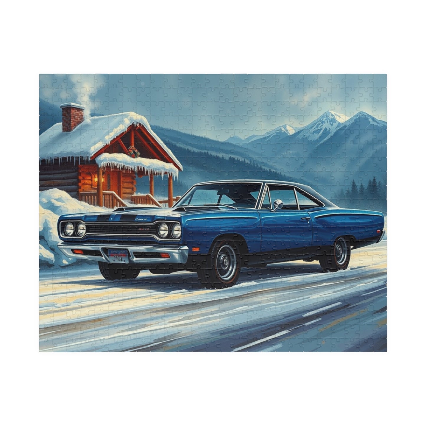 Vintage Car Puzzle, Nostalgic Jigsaw for Auto Lover, Classic Blue 1969 Plymouth Road Runner, Family Game Night, Unique Gift for Him, Mindful 520 pcs (Horizontal) Puzzle The Puzzle Chest