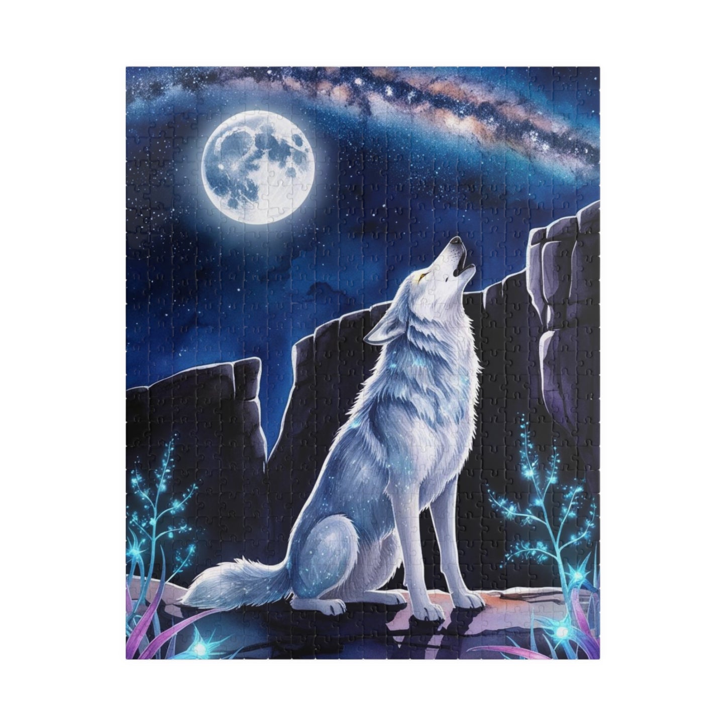 Mythical Jigsaw Puzzle - Wolf Howling at the Moon, 110/252/520/1014 Piece Animal Fun Family Tabletop Game, Best Unique Gift, Puzzle Lover