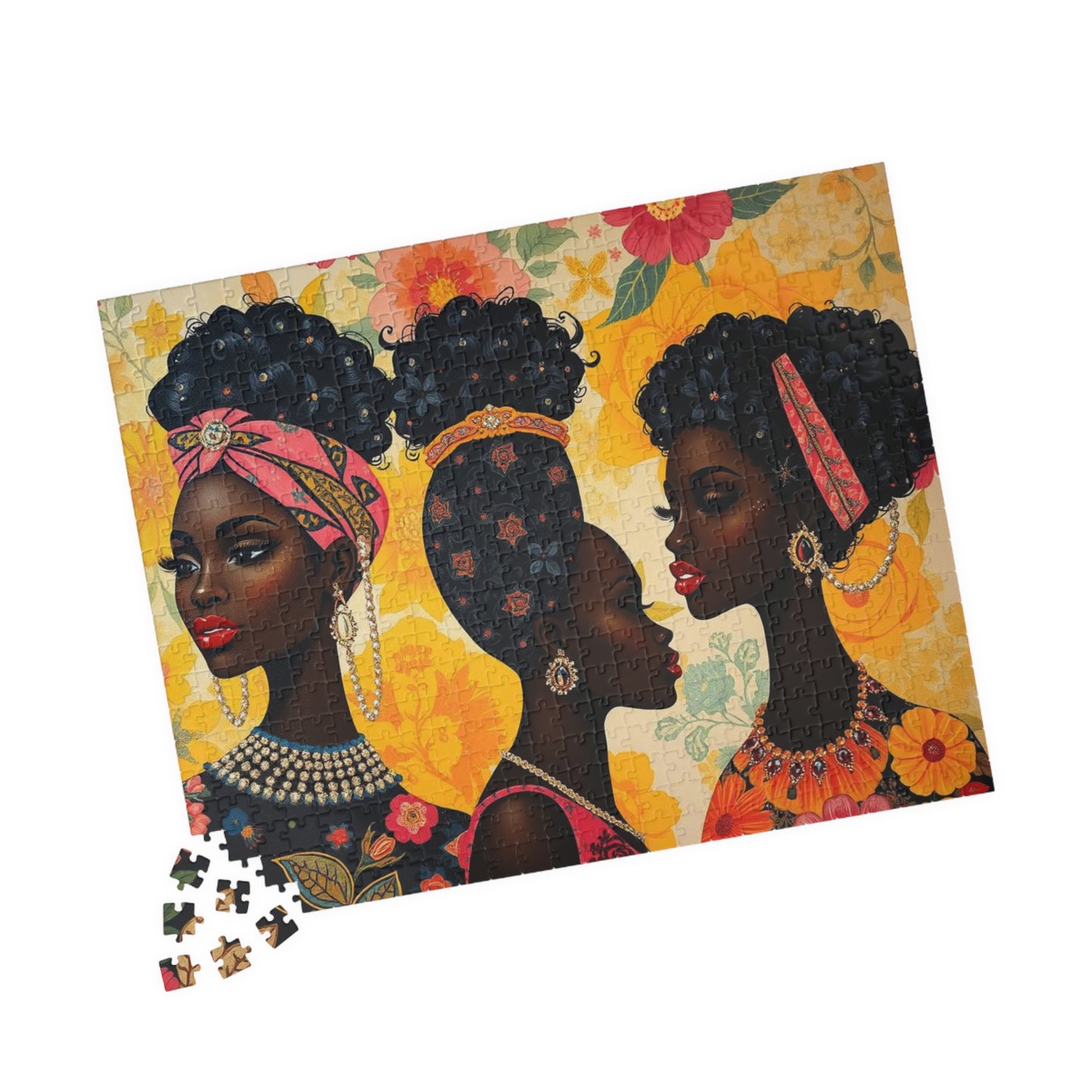 Sisters Bonding Jigsaw Puzzle, African Heritage African American Woman Empowering Art, Afrocentric Mindful Family Activity, Gift for Birthday, Holiday Puzzle The Puzzle Chest
