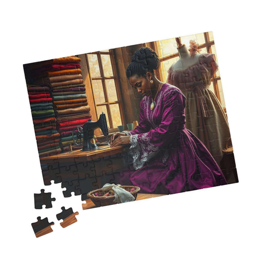 Victorian Black Seamstress Jigsaw Puzzle, Afrocentric Black Woman Art 110 pcs (Horizontal) Puzzle The Puzzle Chest
