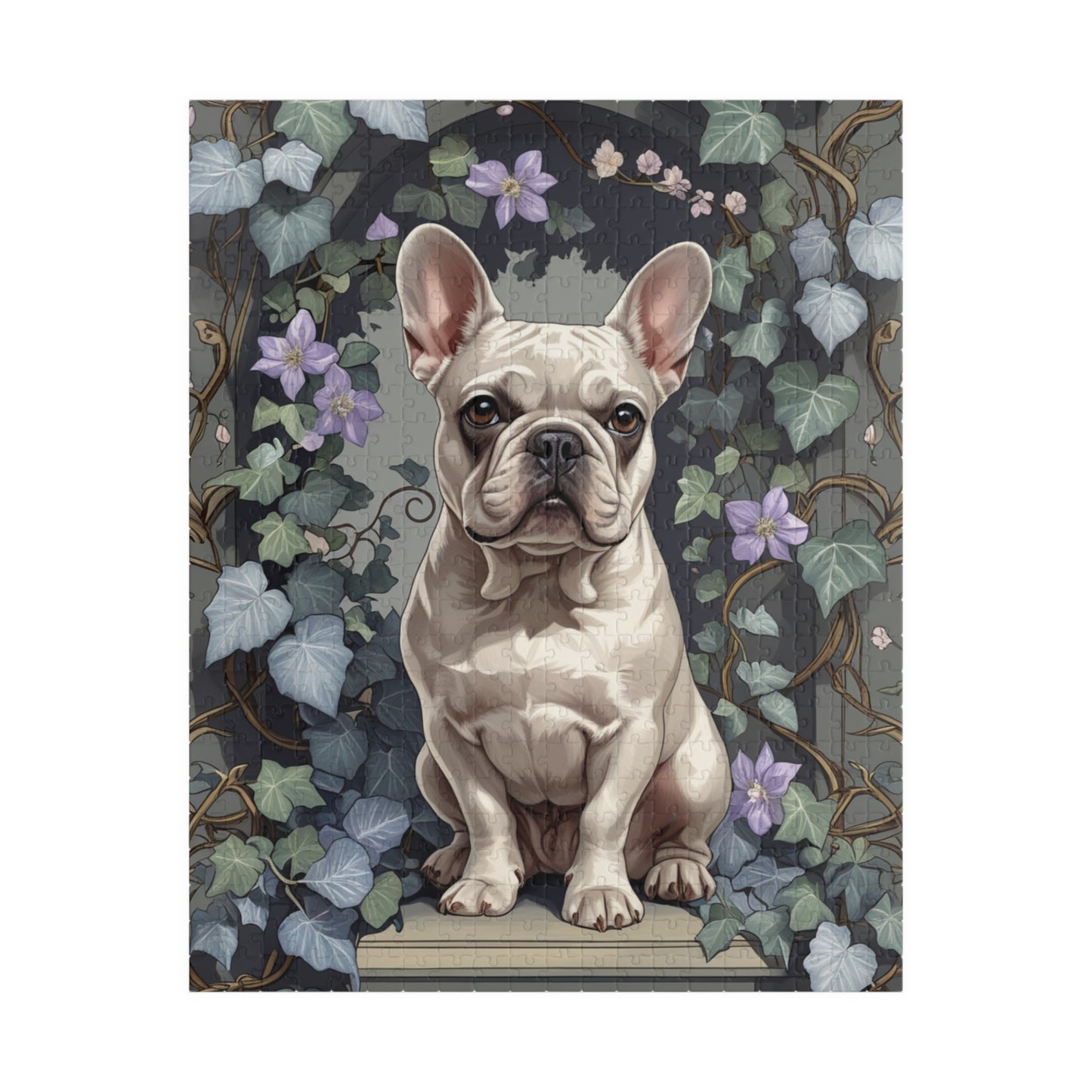 Vintage French Bulldog Jigsaw Puzzle, Floral Nature-Inspired Dog Themed Puzzle Gift for Art Lovers Dog Enthusiasts Hobbyist, Family Friendly 520 pcs (Vertical) Puzzle The Puzzle Chest