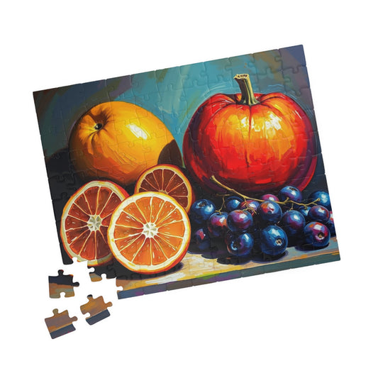 Fruit Still Life Jigsaw Puzzle, 110- 1014 Pieces Colorful Vintage Style Art, Gift for Food Lover Art Enthusiast, Fun Family Activity, Hobby 110 pcs (Horizontal) Puzzle The Puzzle Chest