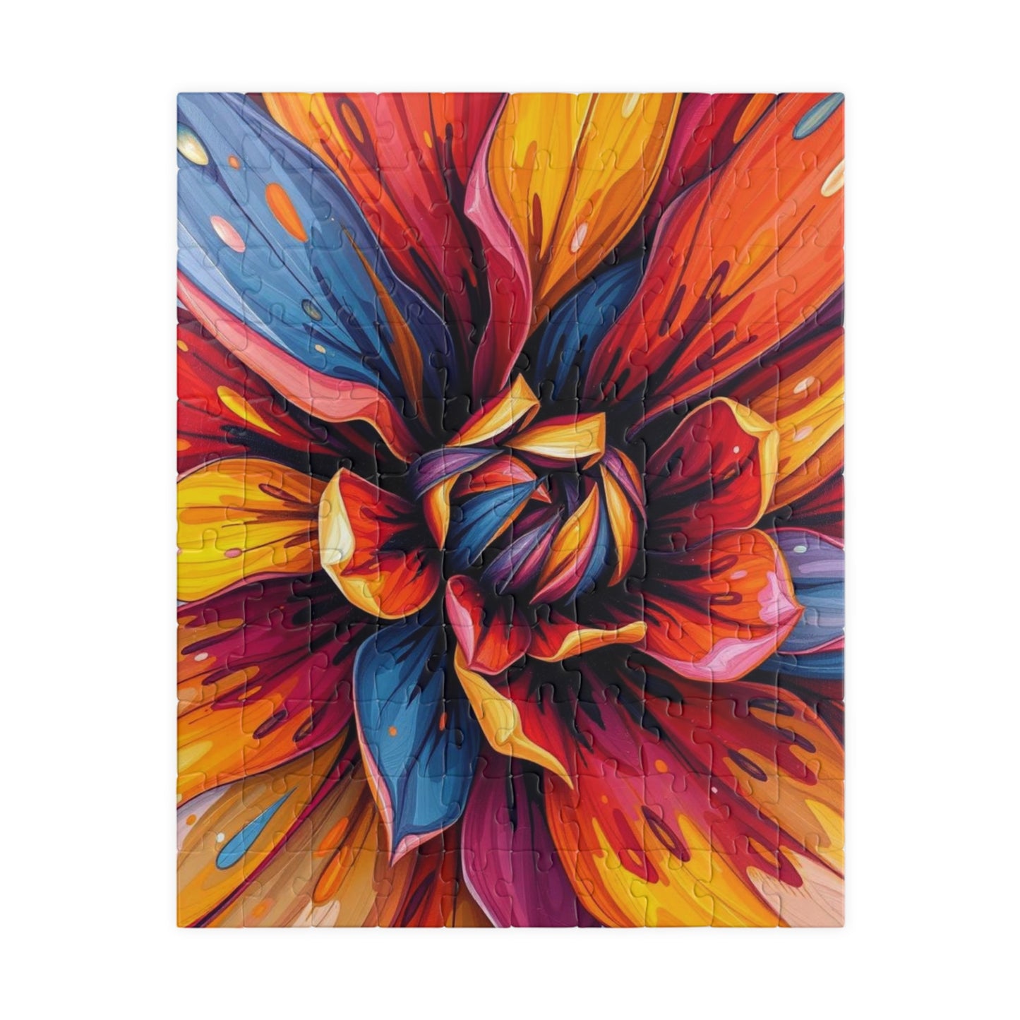 Vibrant Floral Puzzle, 110-1014 Piece Abstract Jigsaw Game, Colorful Art Piece, Art Lover Gift for Friends, Family Game Night, Brain Teaser 110 pcs (Vertical) Puzzle The Puzzle Chest