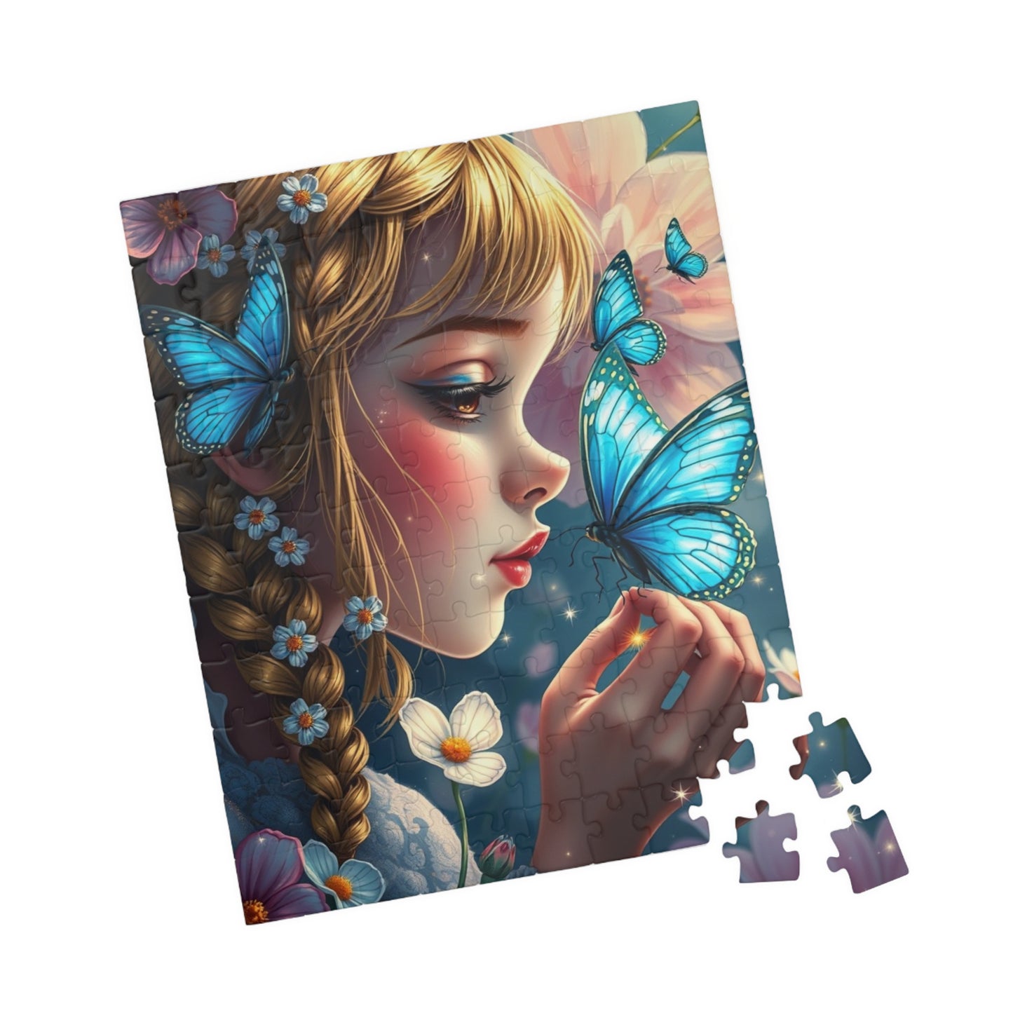 Jigsaw Puzzle Woman and Blue-winged Butterfly, Whimsical Illustration, Mindfulness Activity Relaxing Hobby, Home Entertainment, Brain Teaser Puzzle The Puzzle Chest