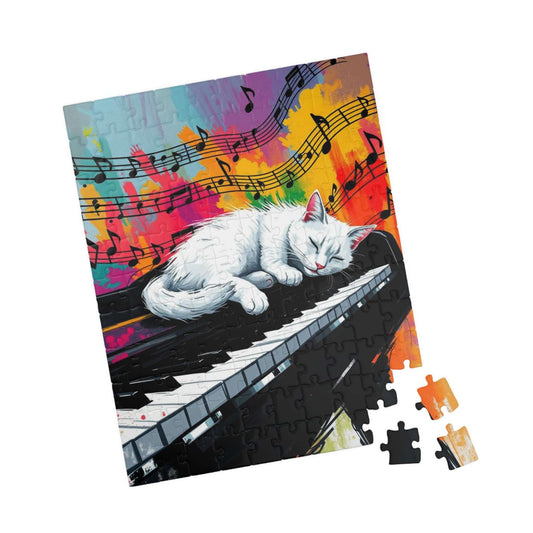 Musical Cat Jigsaw Puzzle - Cat Sleeping on Piano, Animal Lover Puzzle for Adults Puzzle The Puzzle Chest