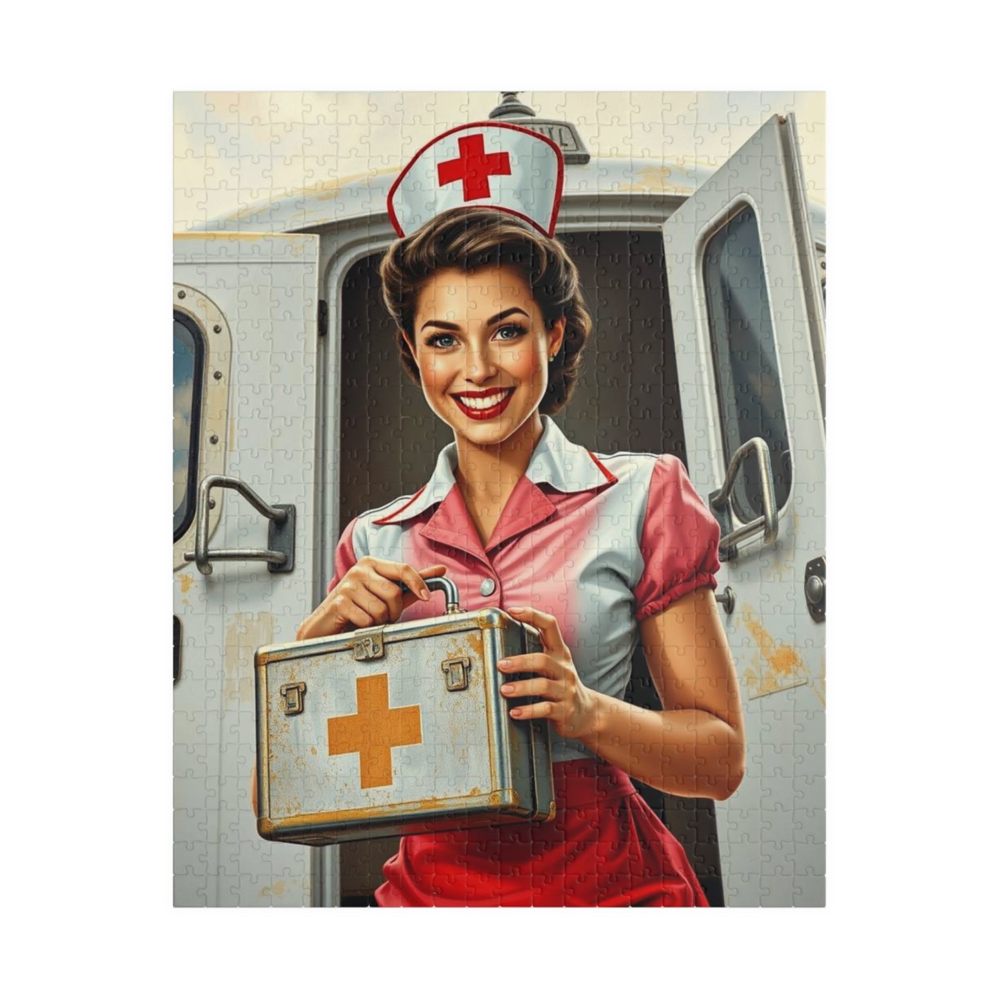 Vintage Nurse Jigsaw Puzzle, Retro Medical Art Wartime, Unique Gift for Healthcare Worker, Family Fun Activity, Brain Teaser, Creative Hobby 520 pcs (Vertical) Puzzle The Puzzle Chest