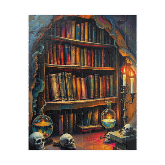 Mystical Bookshelf Puzzle - Enchanting Halloween Jigsaw Puzzle for Adult Gift for Book Lover, Therapeutic Fun Family or Solo Game 110 pcs (Vertical) Puzzle The Puzzle Chest