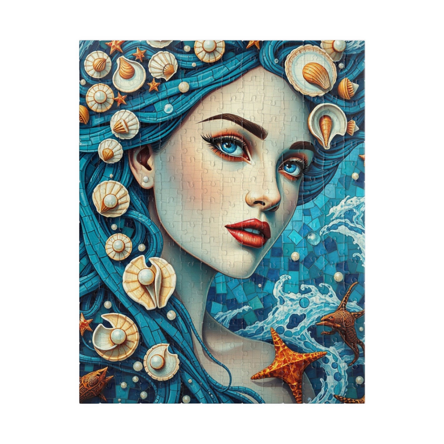 Mosaic Portrait Oceanic Goddess Puzzle, 110-1014 Piece Nautical Jigsaw Game, Unique Gifts, Mermaid Lovers, Relaxing Activity, Creative Fun 252 pcs (Vertical) Puzzle The Puzzle Chest
