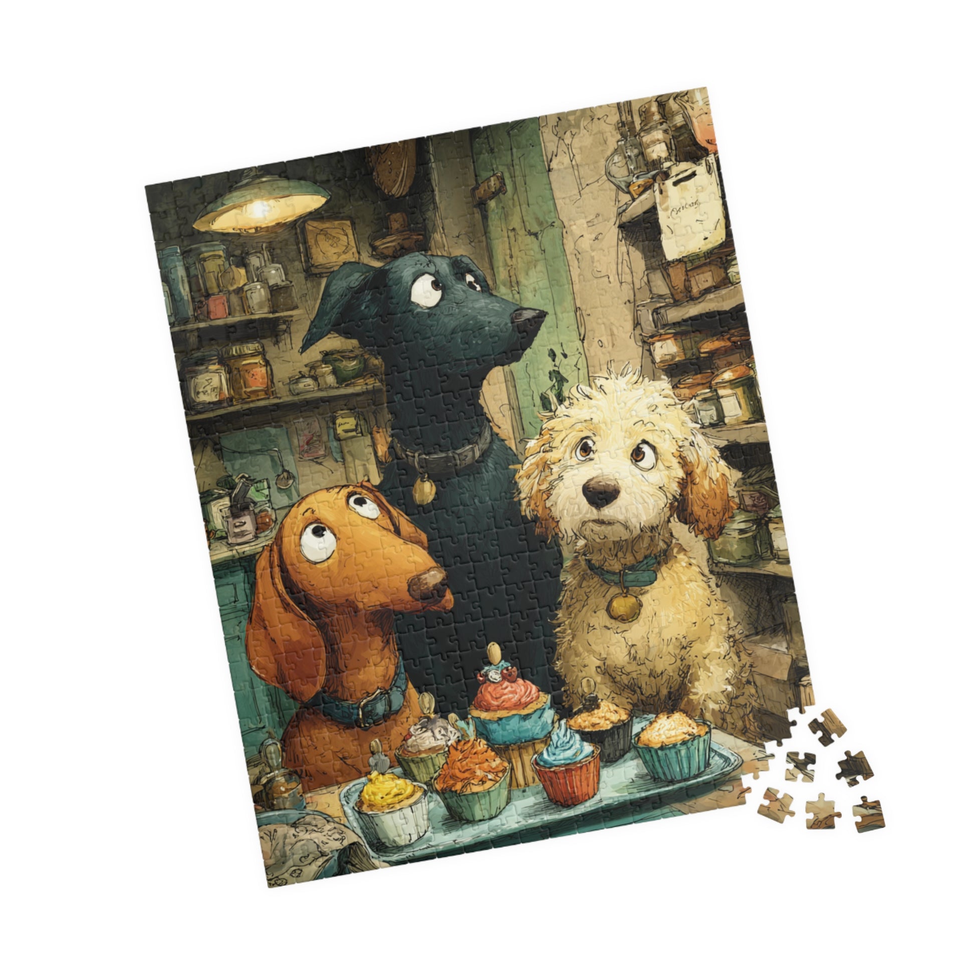 Whimsical Pet Puzzle - Cute Dog Friends, Baking Animal Themed Game for Family Night, Gift for Animal Lover, Indoor Activity 520 pcs (Vertical) Puzzle The Puzzle Chest