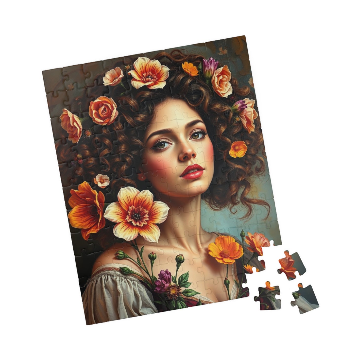 Floral Art Puzzle, Beautiful Woman Portrait Jigsaw, Relaxing Activity for Adults, Gift for Puzzle Lovers and Friends, Mindful Brain Teaser Puzzle The Puzzle Chest