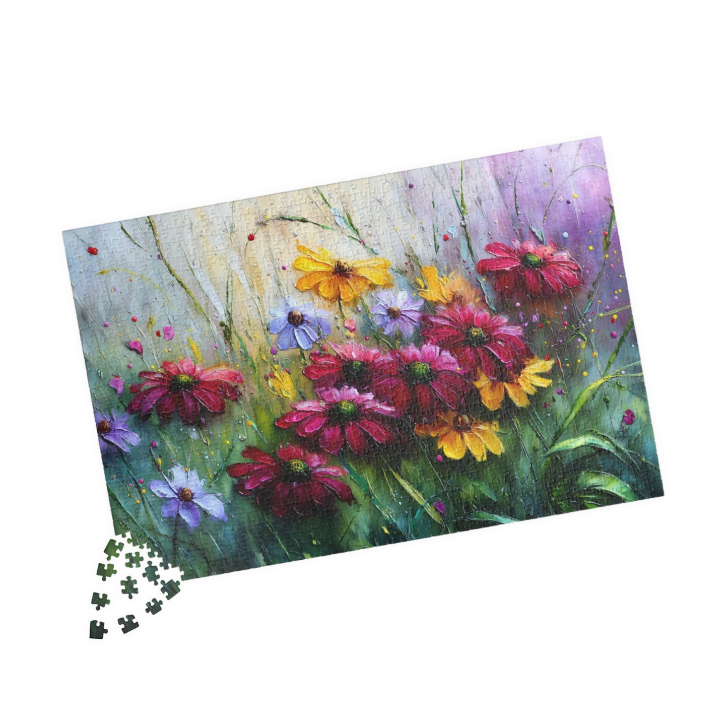 Misty Bloom Jigsaw Puzzle - Soft Abstract Floral Art, Vibrant Flower Artwork