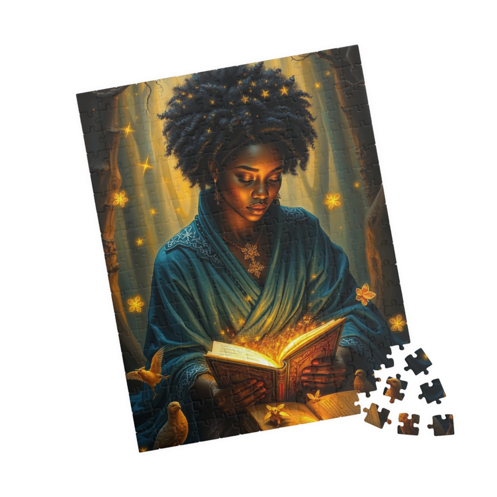 Celestial Black Woman Jigsaw Puzzle, African American Lady in Magical Forest, Negro Artwork, Unique Cultural Gift for Puzzle Lover Puzzle The Puzzle Chest