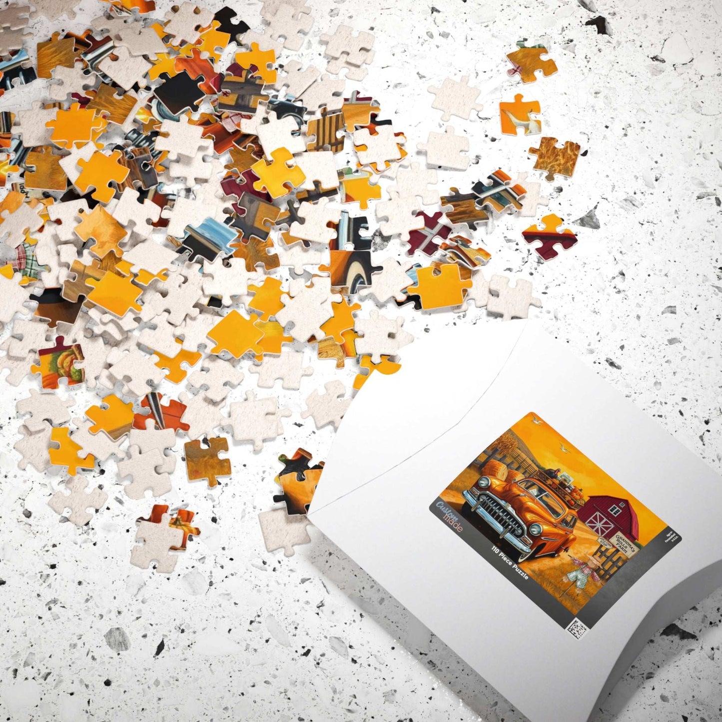 Autumn Farm Vintage Car Puzzle - 110, 252, 520, 1014-piece, Family Game, Fall Holiday Birthday Gift for Car Lovers, Puzzle Enthusiasts