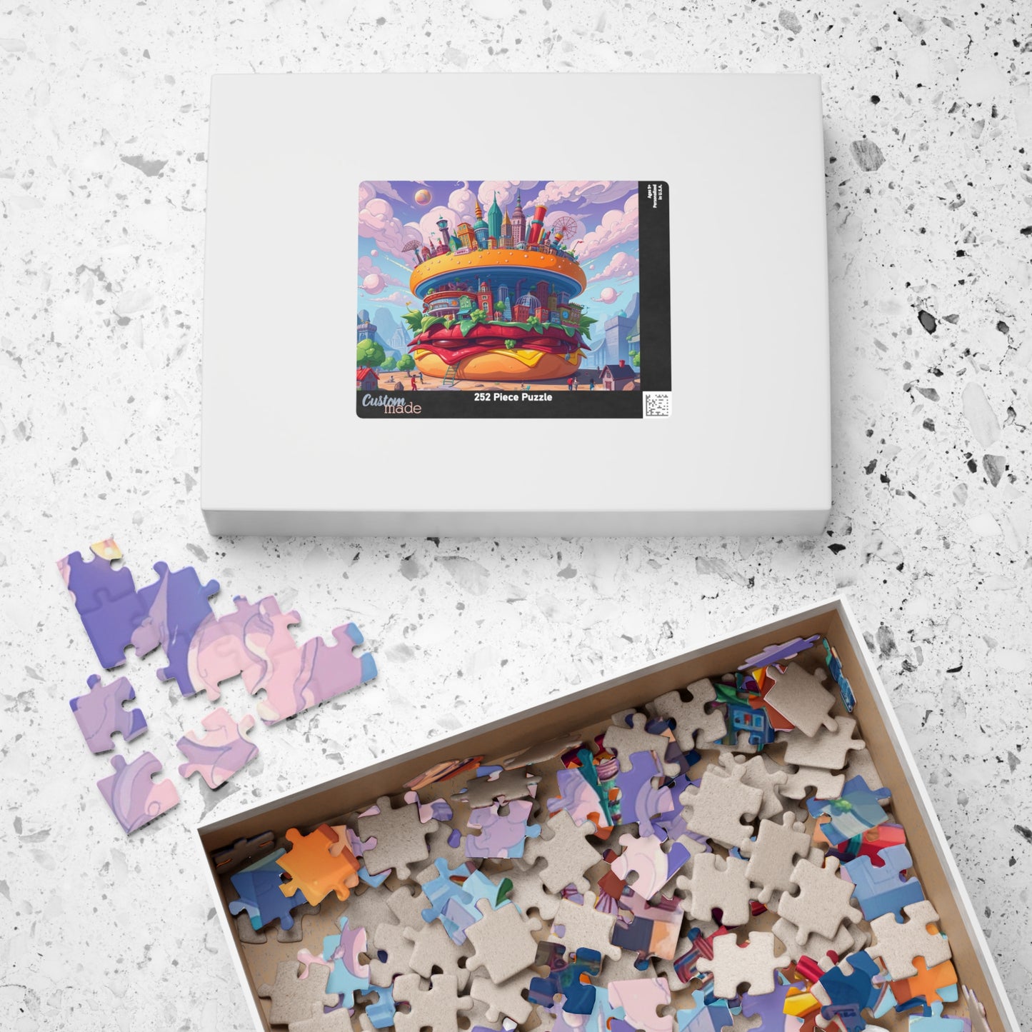 Giant Burger Cityscape Pop Art Puzzle, Colorful Fun and Unique Jigsaw Game Toy, Gift for Food and Urban Art Lovers, Entertaining Pastime Puzzle The Puzzle Chest