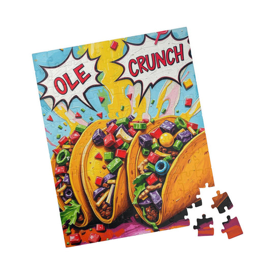 Taco Crunch Puzzle - Pop Art Jigsaw Fun Family Game, 110/252/520/1014-Piece, Vibrant Art for Food Lovers, Great Gift for Taco Tuesday 110 pcs (Vertical) Puzzle The Puzzle Chest