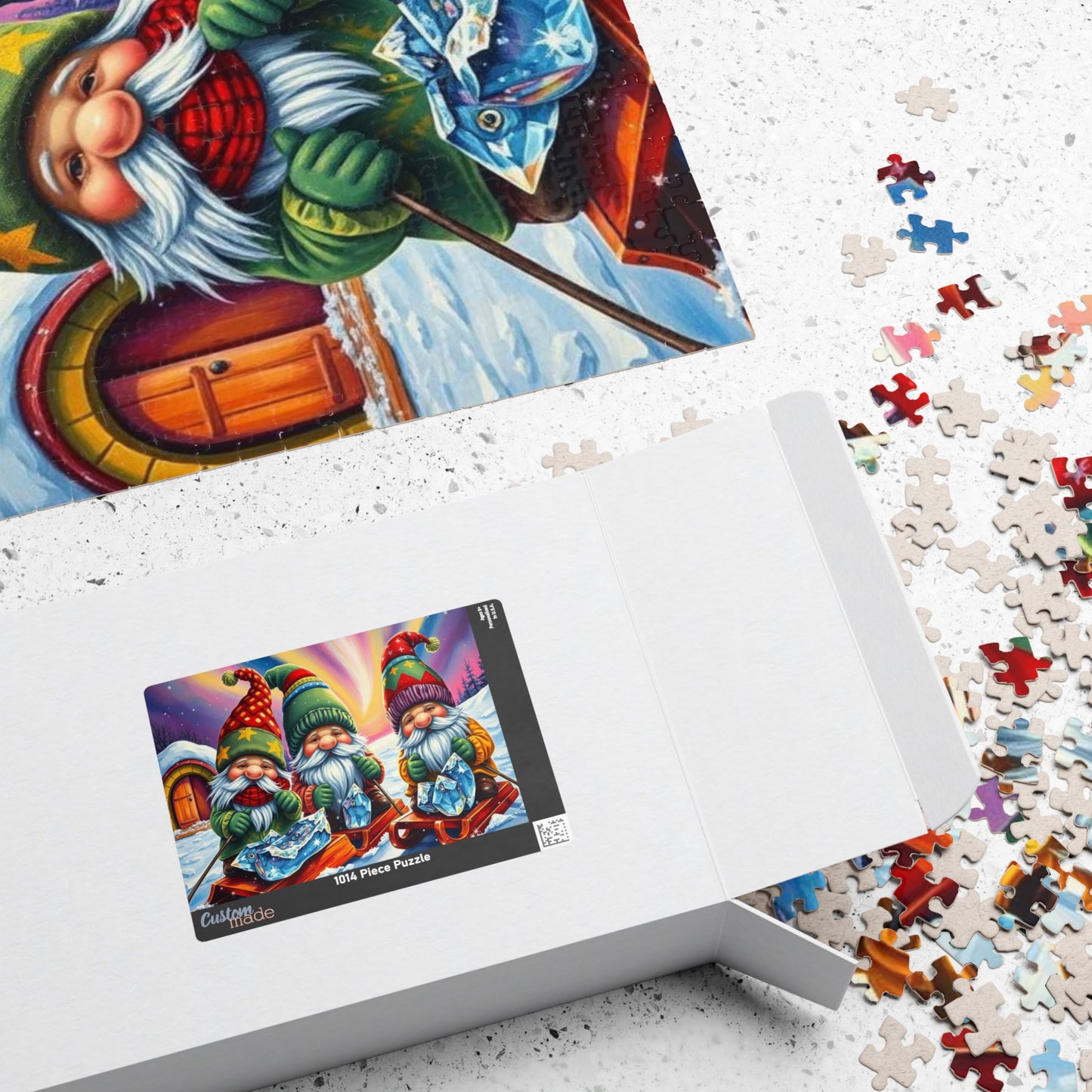 Gnome Ice Fishing Retreat Jigsaw Puzzle, 110-1014-Piece Christmas Jigsaw for Family Fun, Seasonal Decor, Holiday Gift, Festive Activity