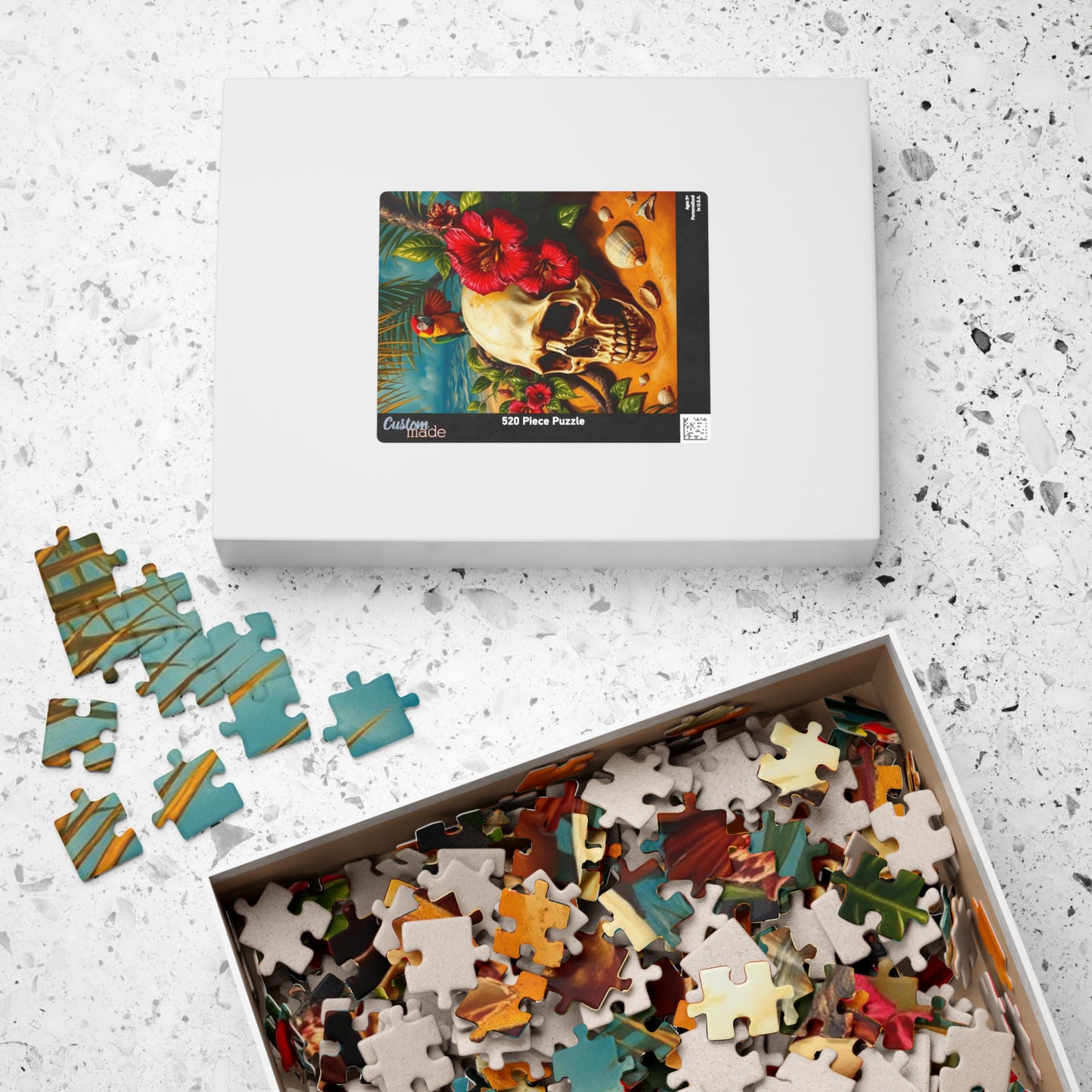 Tropical Skull Artwork Puzzle, 110-1014 Pieces, Beach Scene, Unique Gift for Puzzle Lover, Fun Family Activity, Summer Vibe, Brain Teaser Puzzle The Puzzle Chest