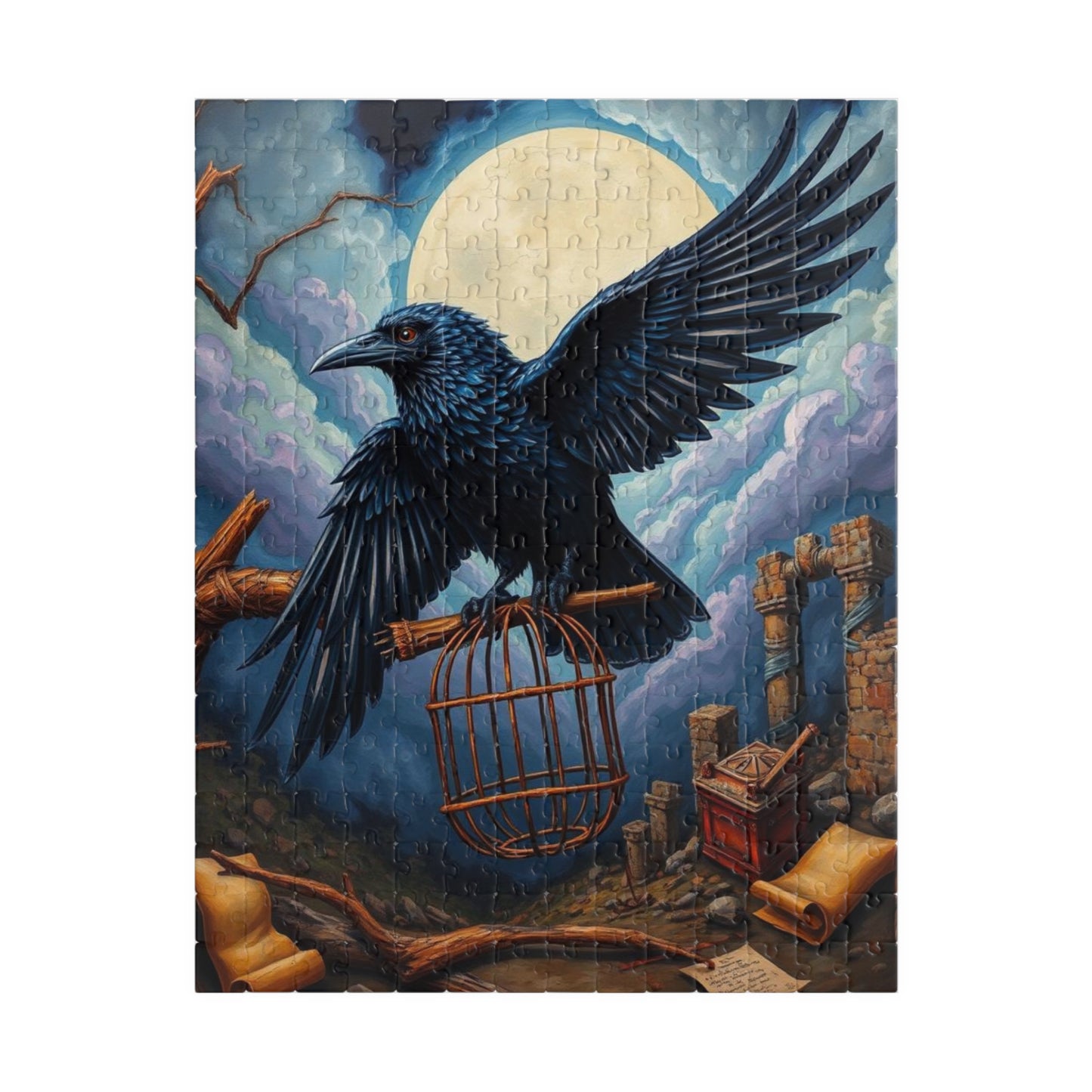 Midnight Messenger - Mystical Raven Puzzle, 110, 252, 520-piece Gothic Jigsaw Game for Family Game Night, Bird Lover Gift for Friends