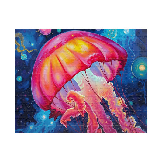 Colorful Jellyfish Jigsaw Puzzle, Vibrant Ocean Artwork, Family Game Night, Friend Gift for Sea Lovers, Fun Activity for Adults 252 pcs (Horizontal) Puzzle The Puzzle Chest