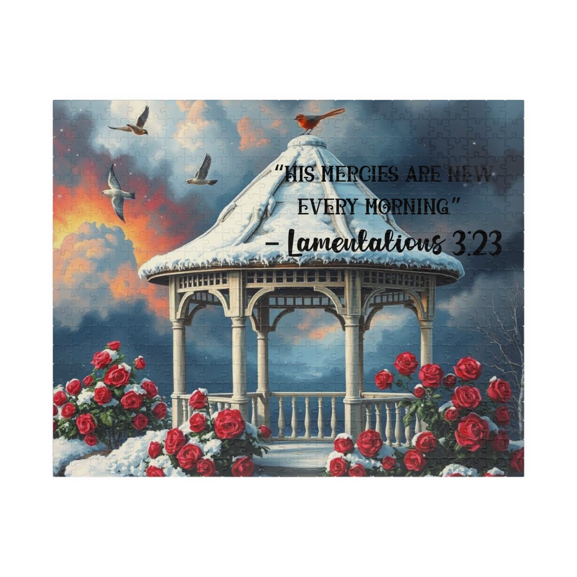 Morning Mercies Christian Jigsaw Puzzle - Inspirational Bible Quote for Faith and Encouragement, Lamentations 3:23, Religious Gift Puzzle The Puzzle Chest