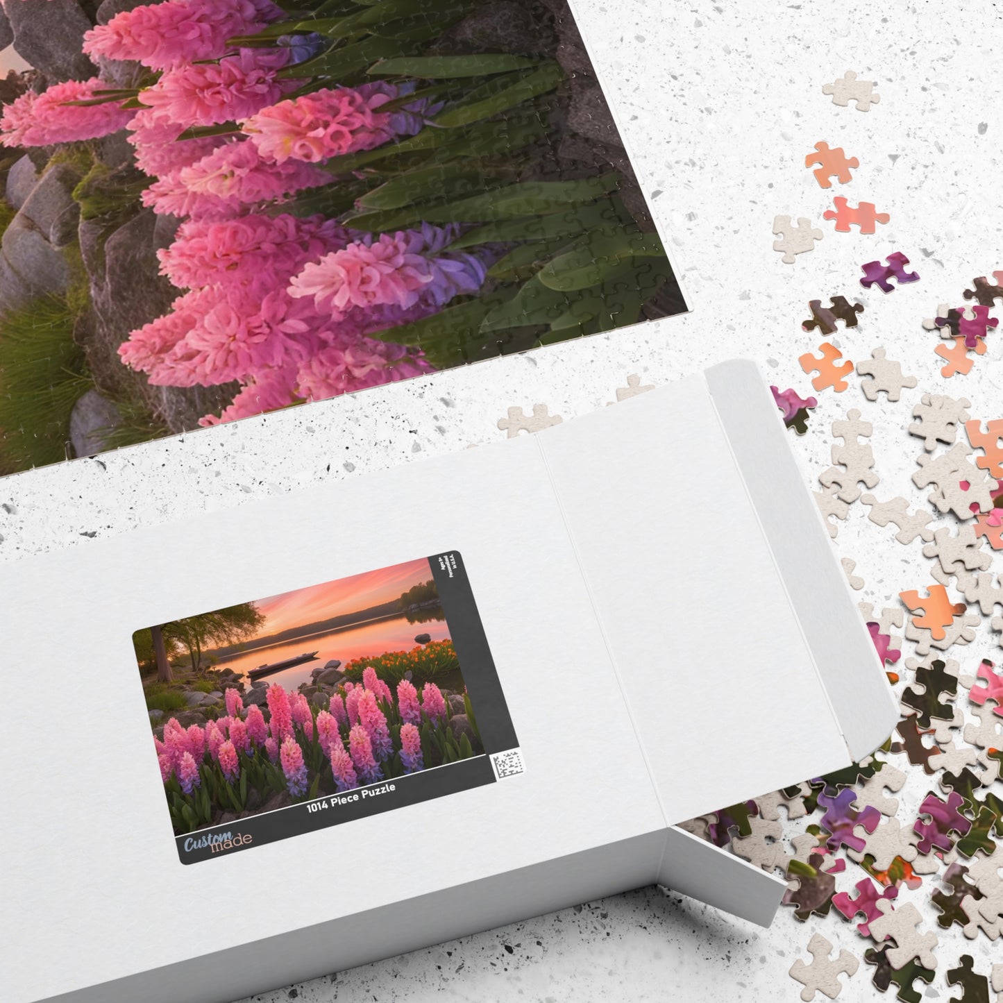 Puzzle - Lakeside Sunset Hyacinths, 110, 252, 520, 1014-piece, Jigsaw Game, Relaxing Hobby, Nature Scene, Mindfulness Activity, Floral Puzzle The Puzzle Chest