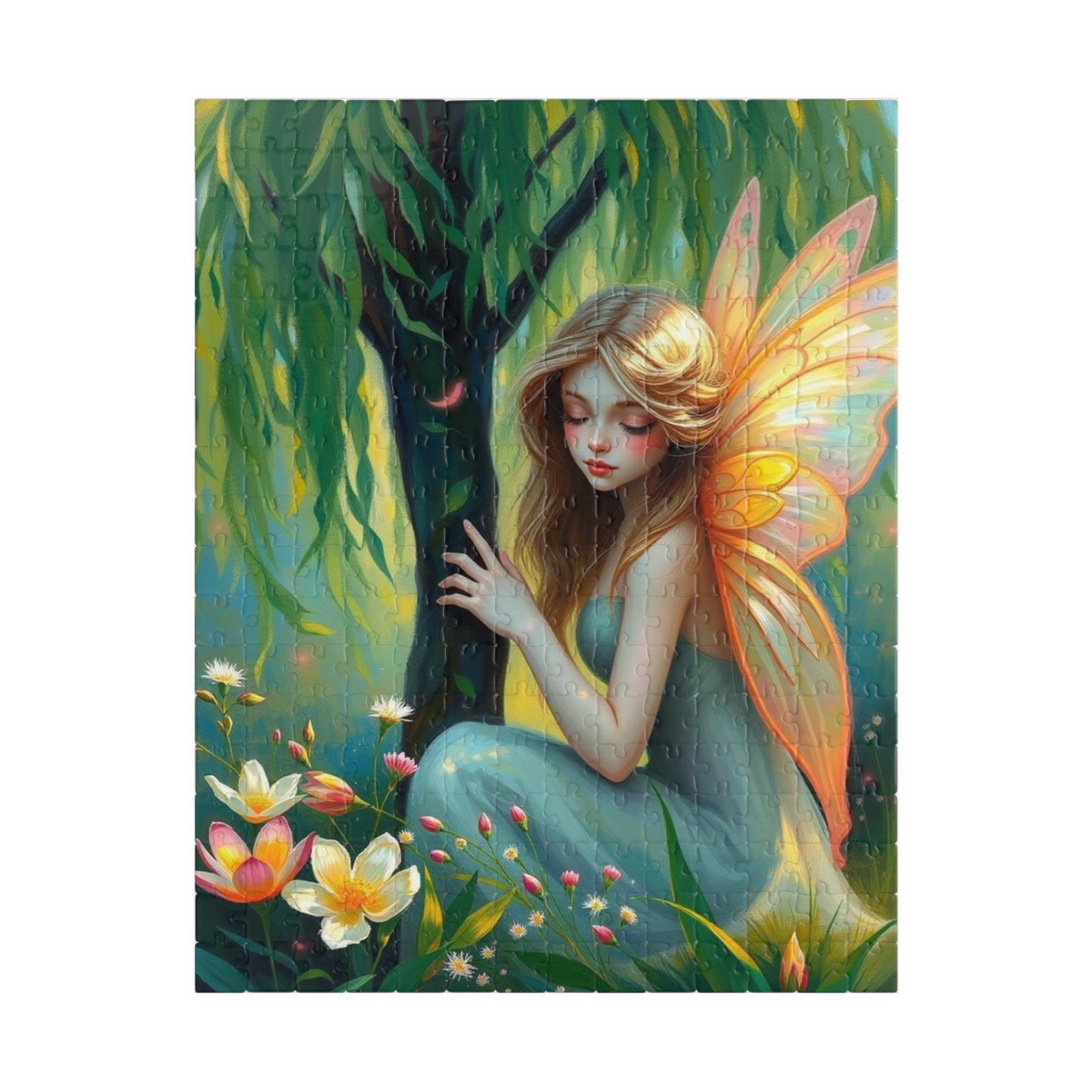 Fairy Under the Willow Jigsaw Puzzle - Enchanting Spring Garden Scene, Perfect for Adult Puzzle Lover, Gift for Friends, Family or Solo Fun